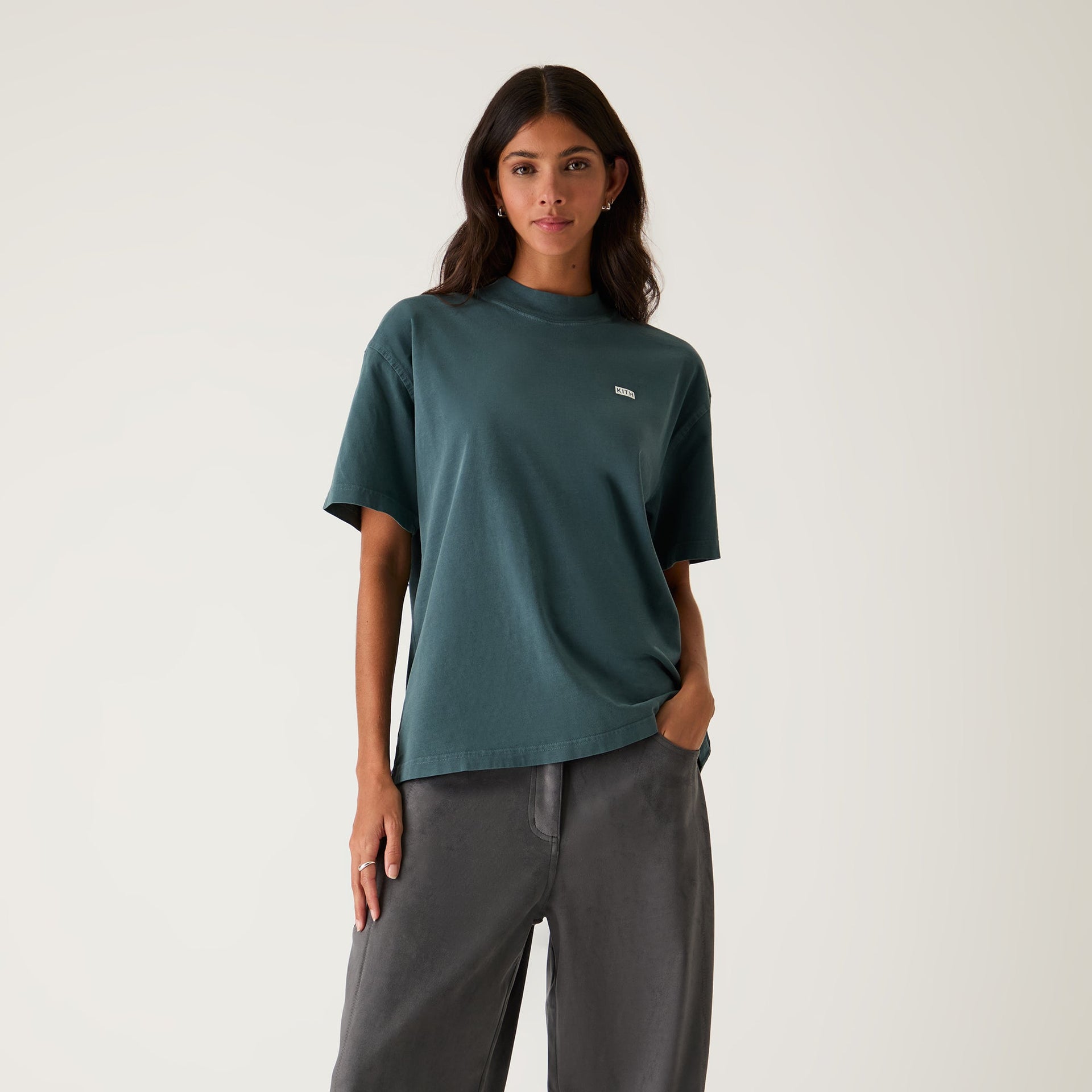 Kith Women Mock Neck Vintage Sueded Tee - Anchor