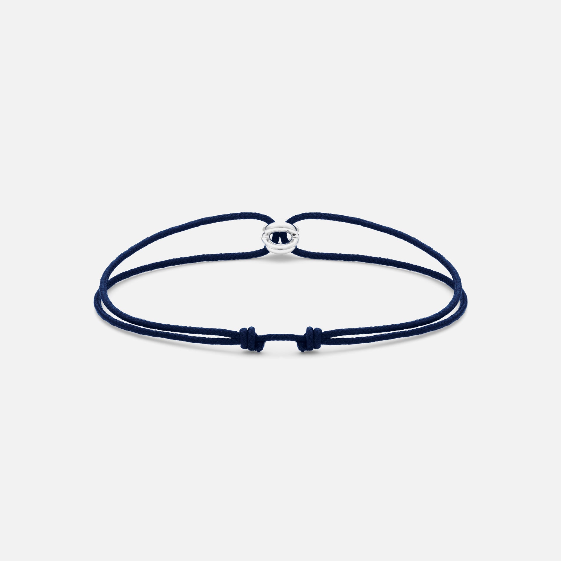 Le Gramme 1g Black Cord Entrelacs Bracelet - Navy / Silver