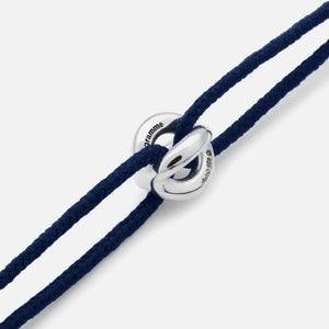 Le Gramme 1g Black Cord Entrelacs Bracelet - Navy / Silver