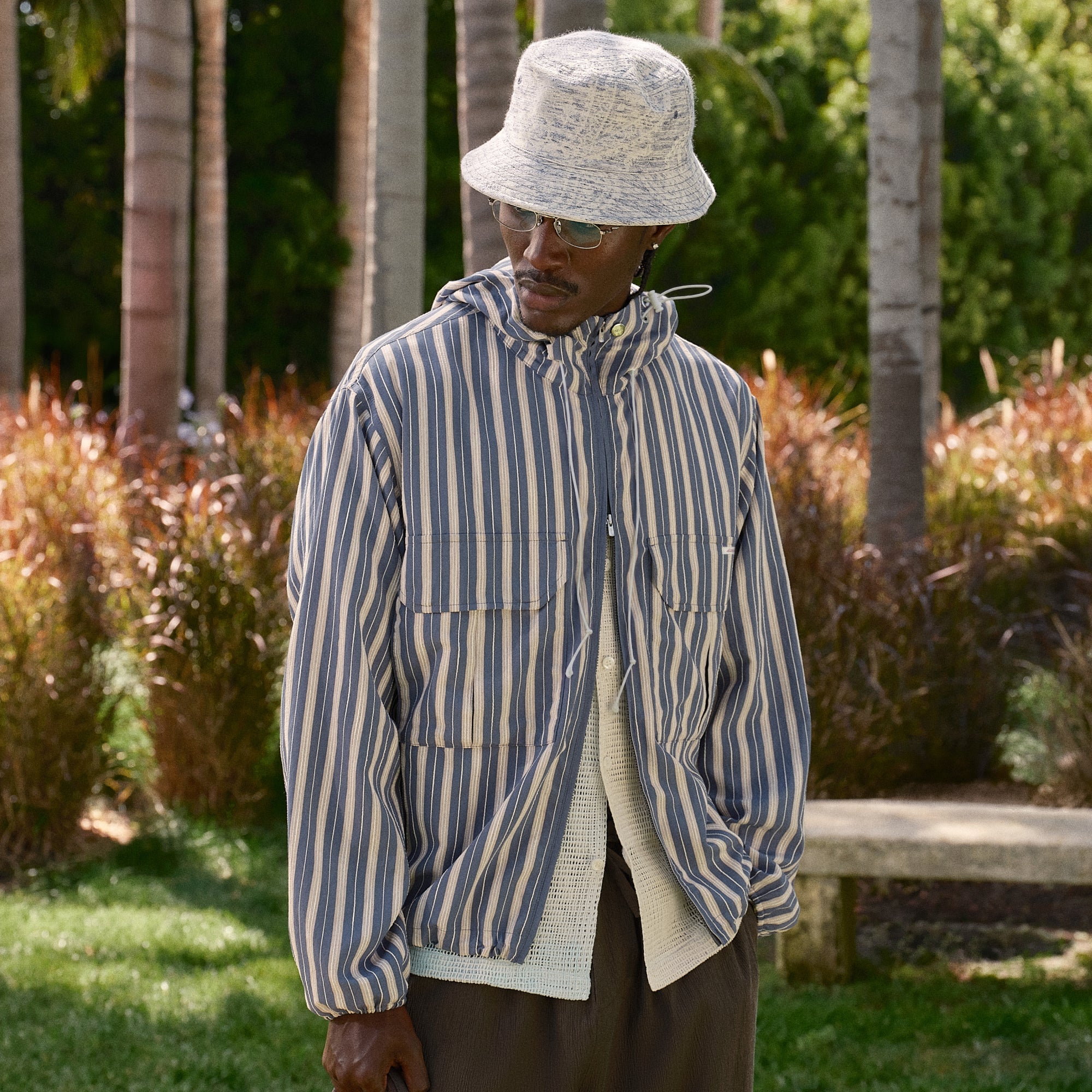 Kith Striped Interlock Ginza Shirt Jacket - Light Heather Grey