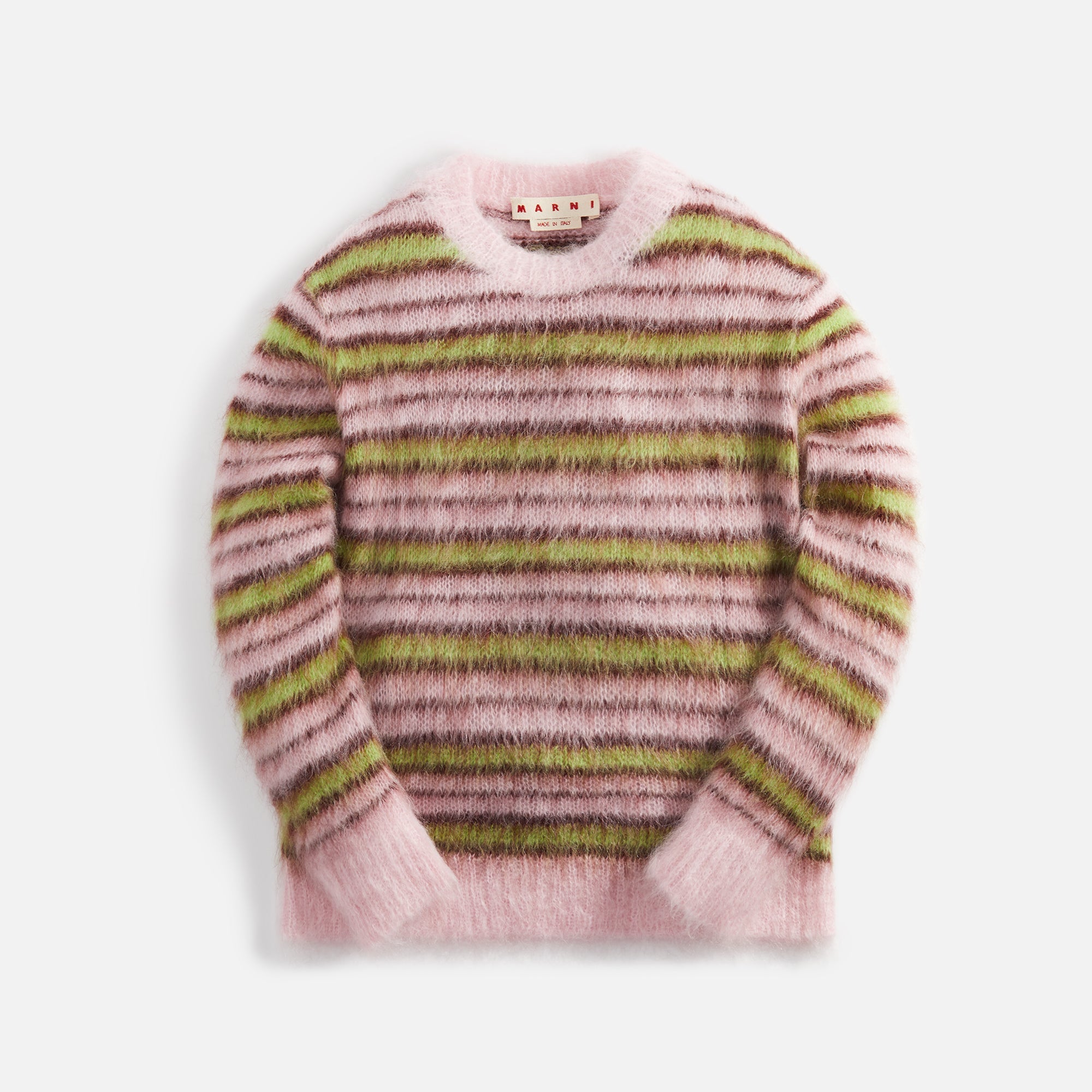 Marni Mix Yarn Mohair And Wool Crew Neck Long Sleeve Sweater 
