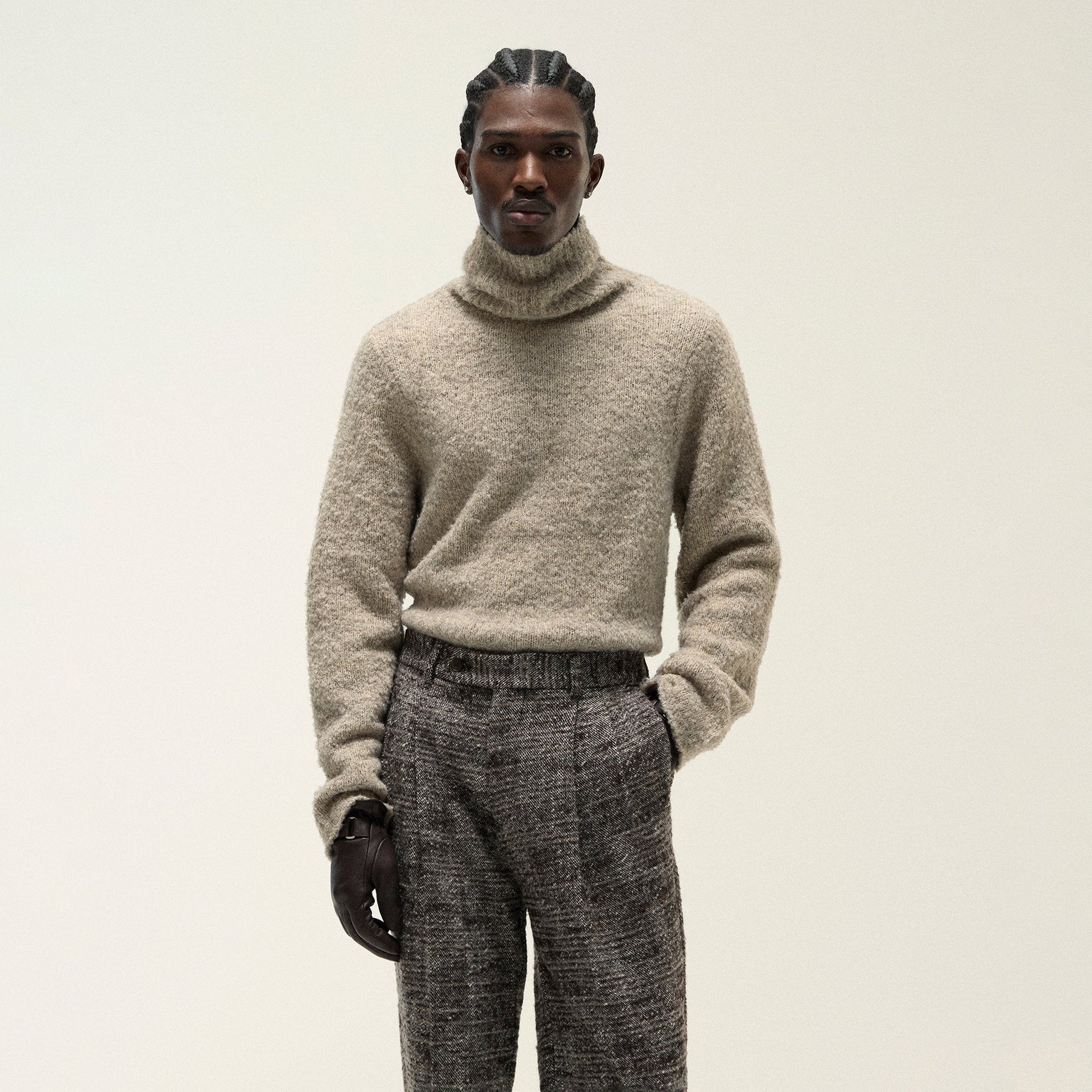 &Kin Speckled Boucle Walker Turtleneck - Wren