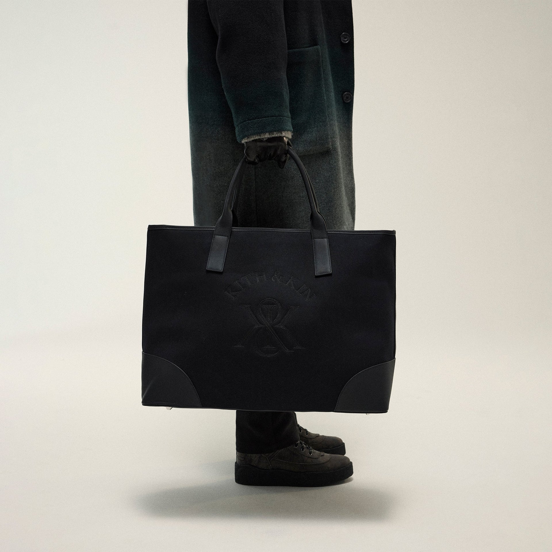 Kith Leather Trimmed Canvas Tote - Black