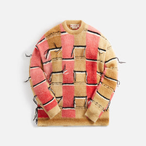 Marni Roundneck Sweater Degrade Striped Intarsia - Caramel