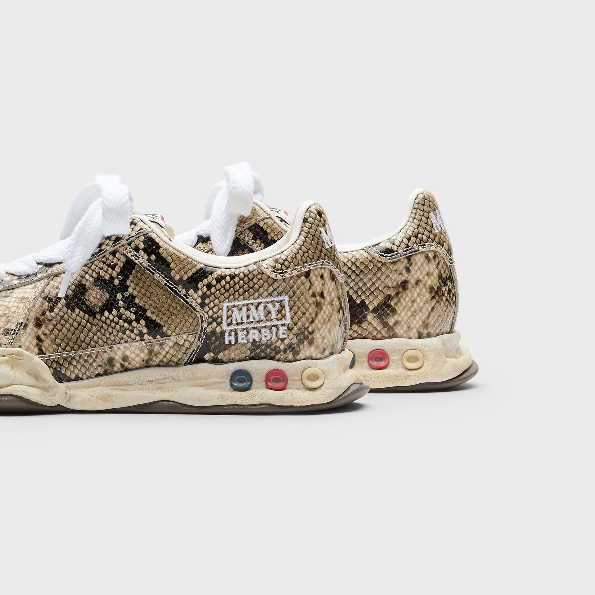 Mihara Yasuhiro Herbie Original Sole Printed Python Leather Low Top Sneaker - Natural
