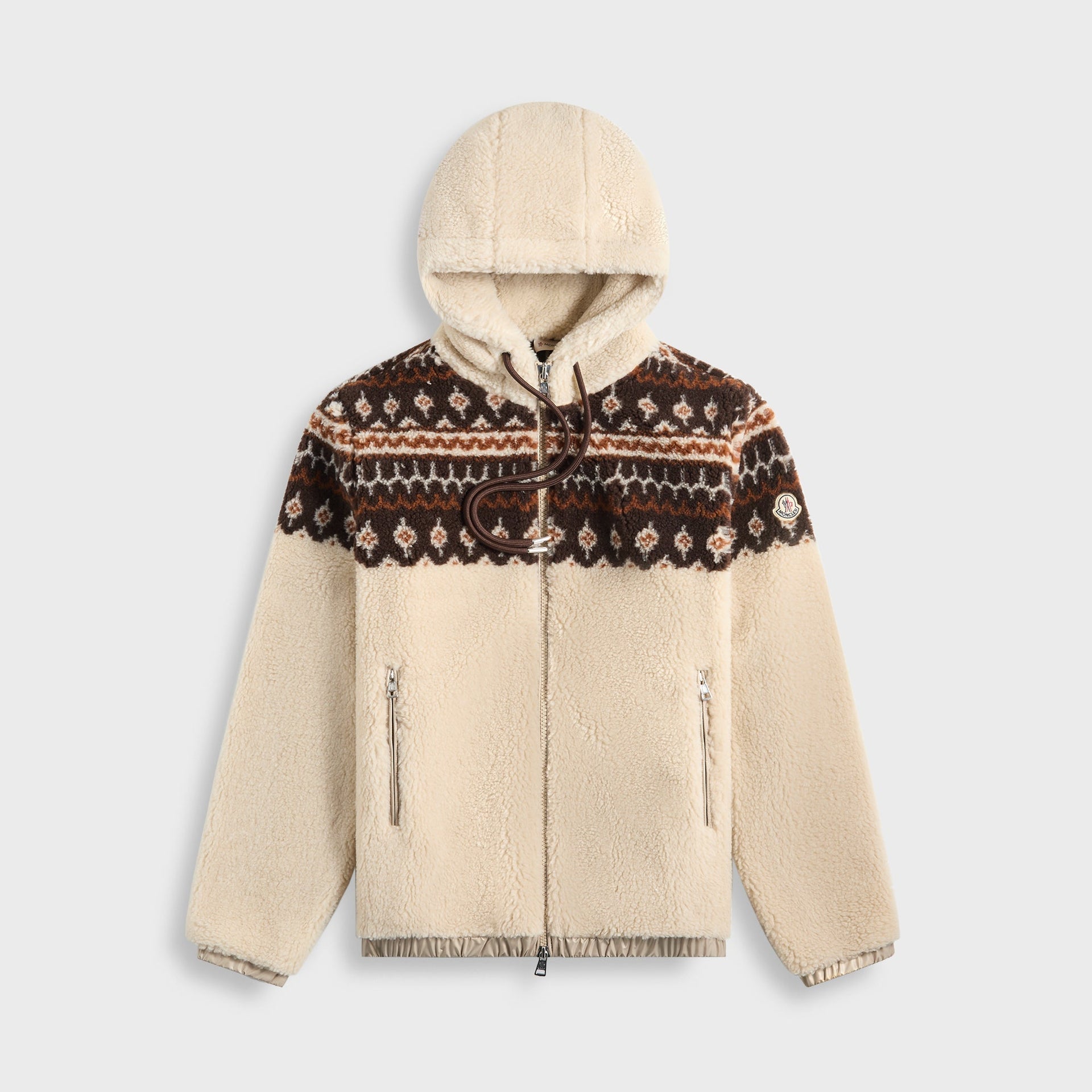 Moncler Zip Up Cardigan in Tan
