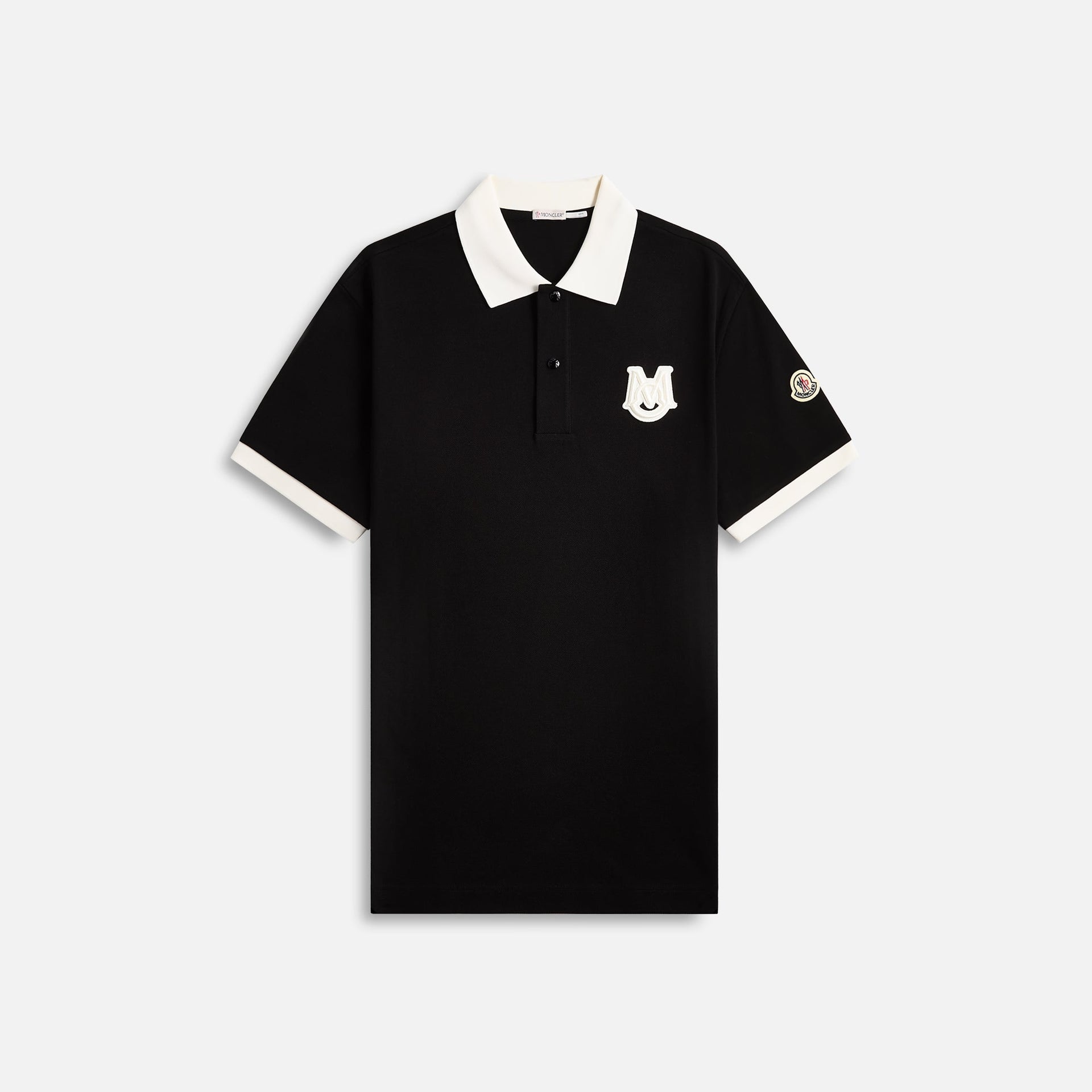 Moncler Cotton Pique Short Sleeve Polo - Black