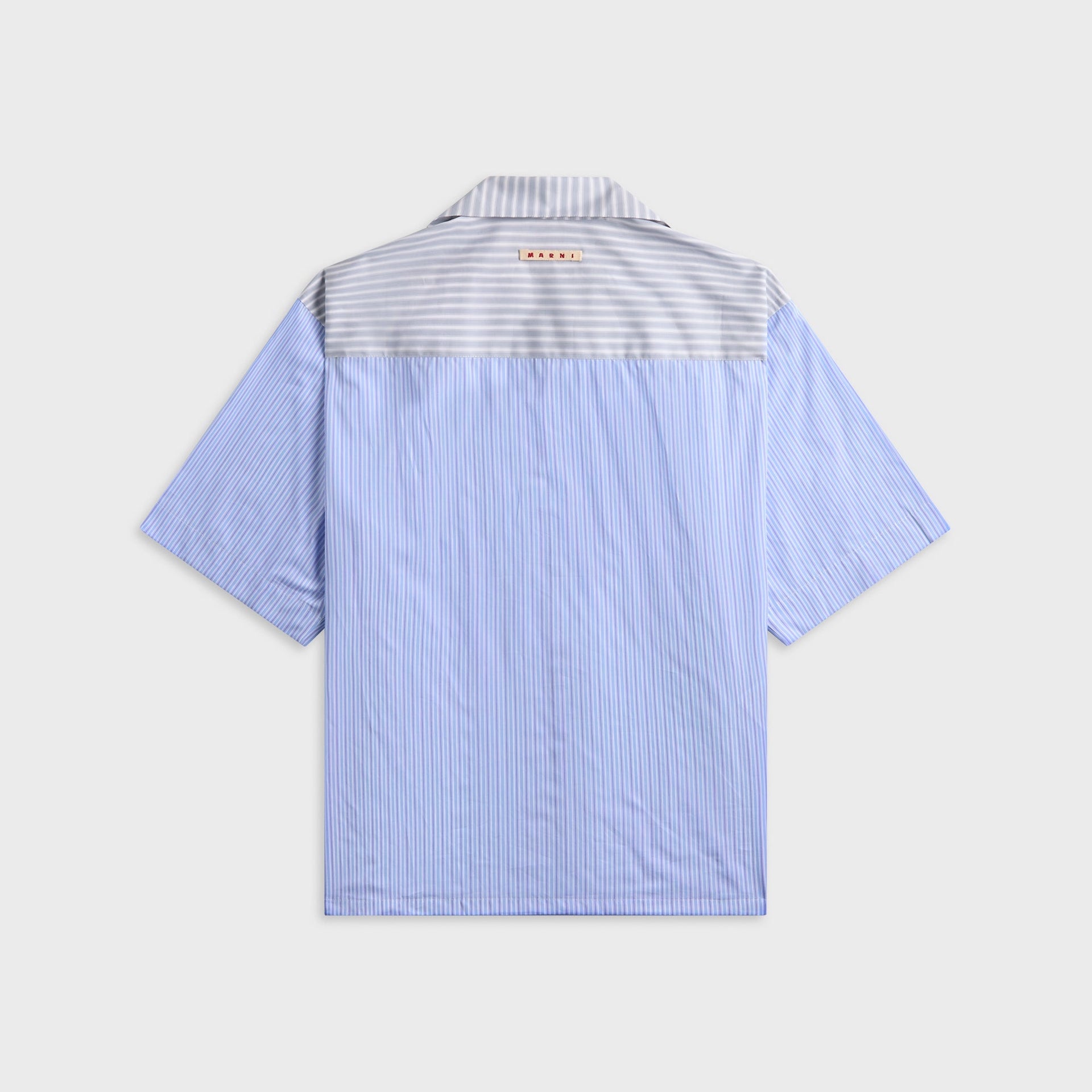 Marni Striped Poplin Short Sleeve Shirt - Light Blue