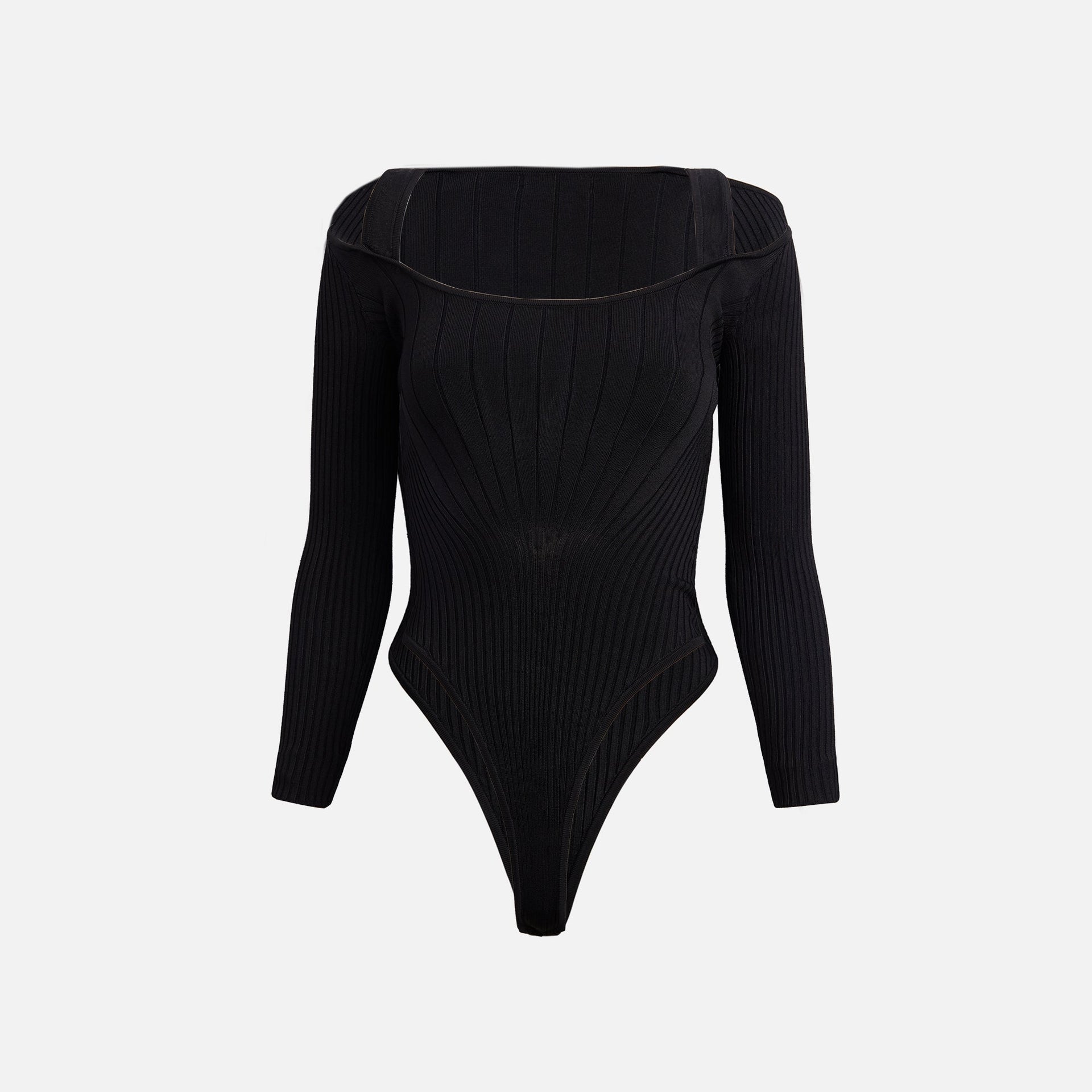 Mugler Ribbed Bodysuit - Black