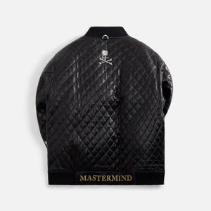 Mastermind World Leather Quilted Varsity Jacket - Black