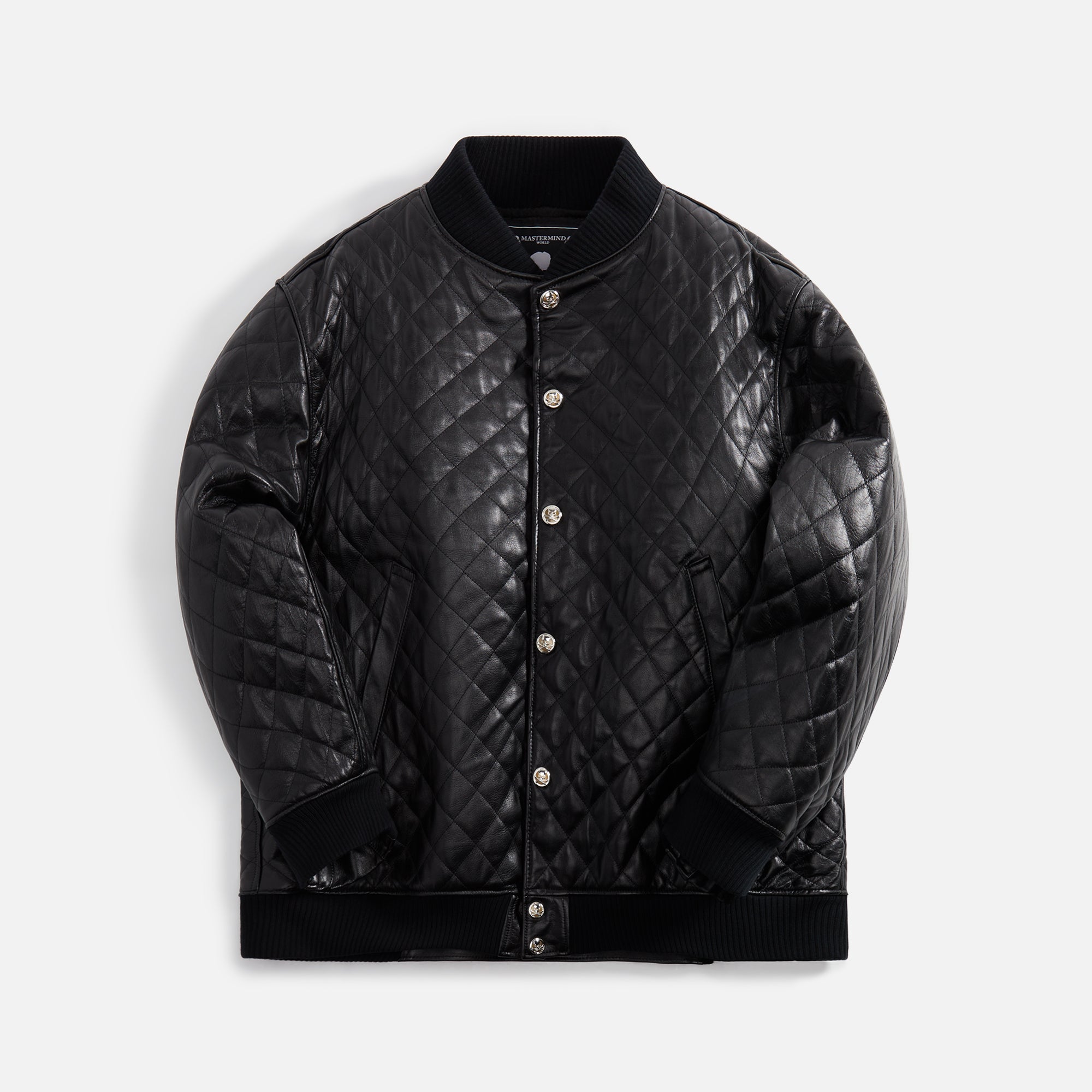 Mastermind World Leather Quilted Varsity Jacket - Black – Kith Europe