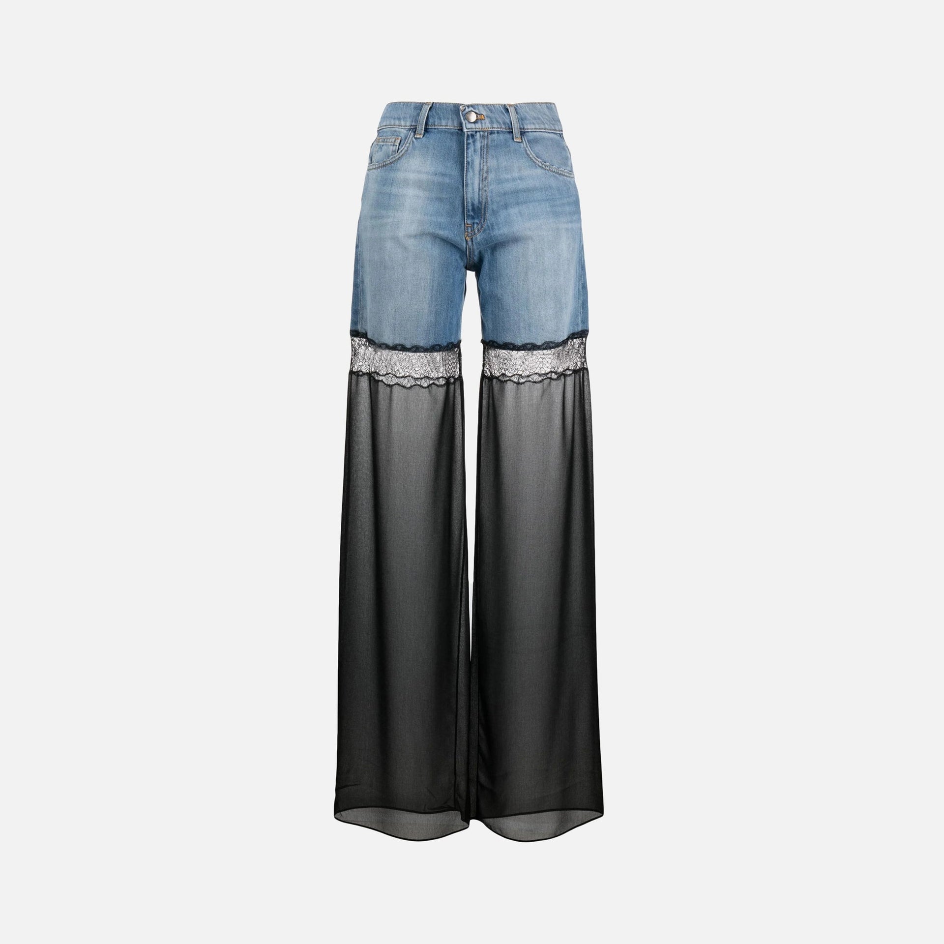 Nensi Dojaka Hybrid Jeans with Sheer Leg - Blue / Black