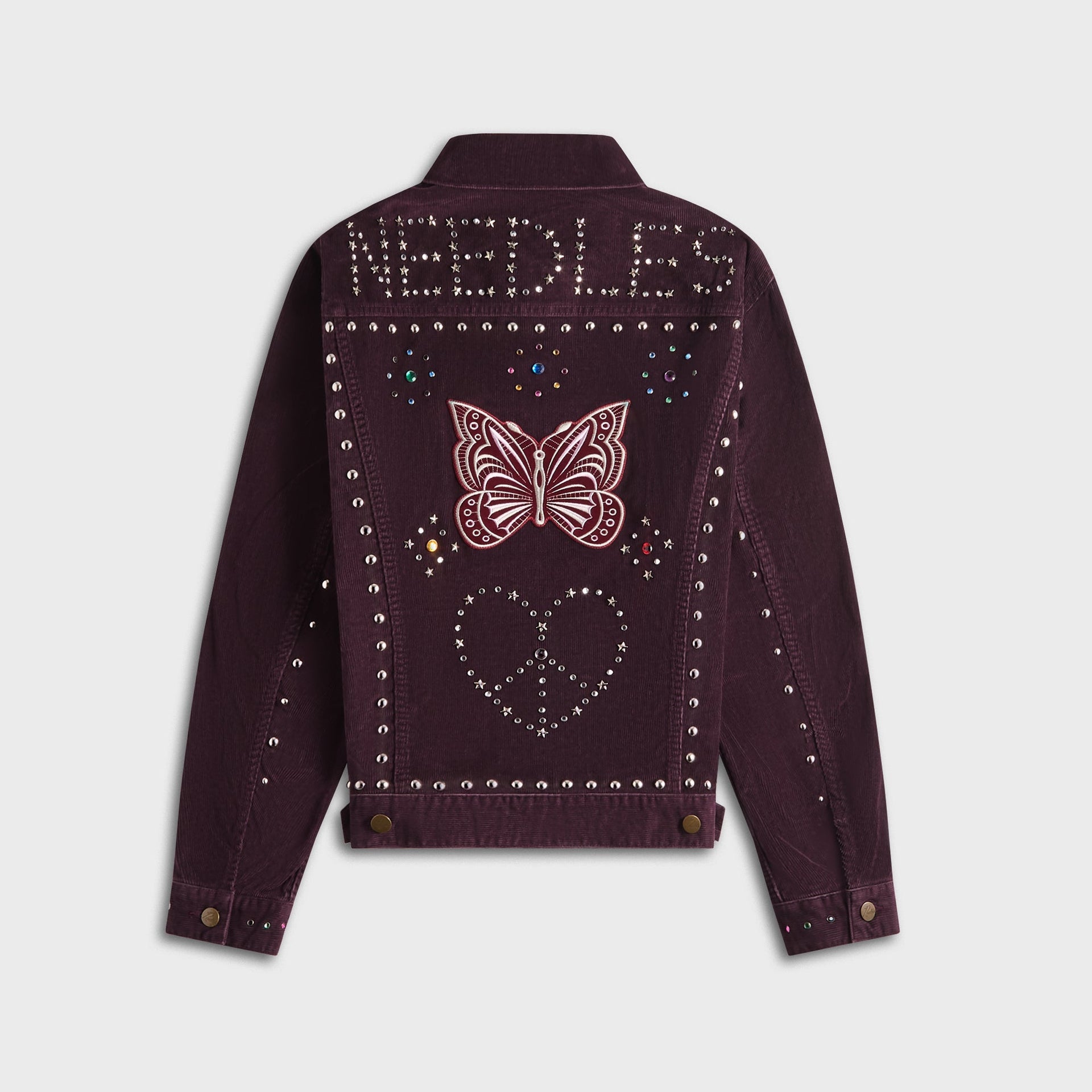 Needles Studded 14W Corduroy Jean Jacket - Burgundy