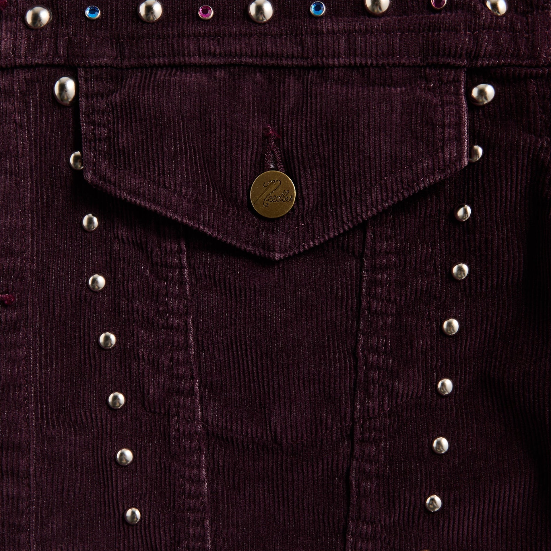 Needles Studded 14W Corduroy Jean Jacket - Burgundy