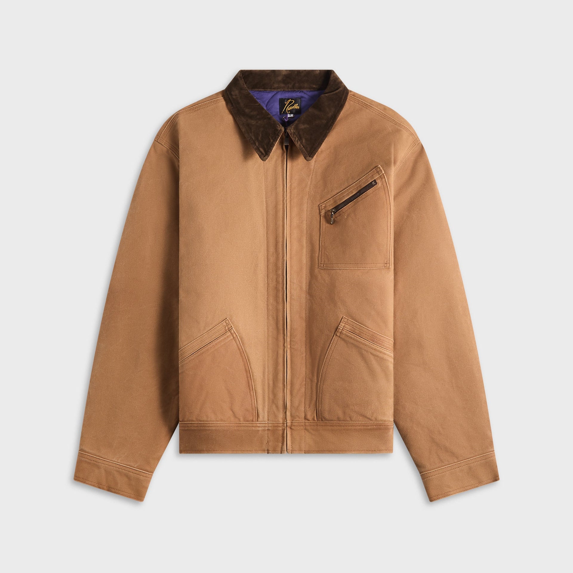 Needles Zipped Work Jacket - Duck Canvas / Kakishibu Paint / Dark Brown