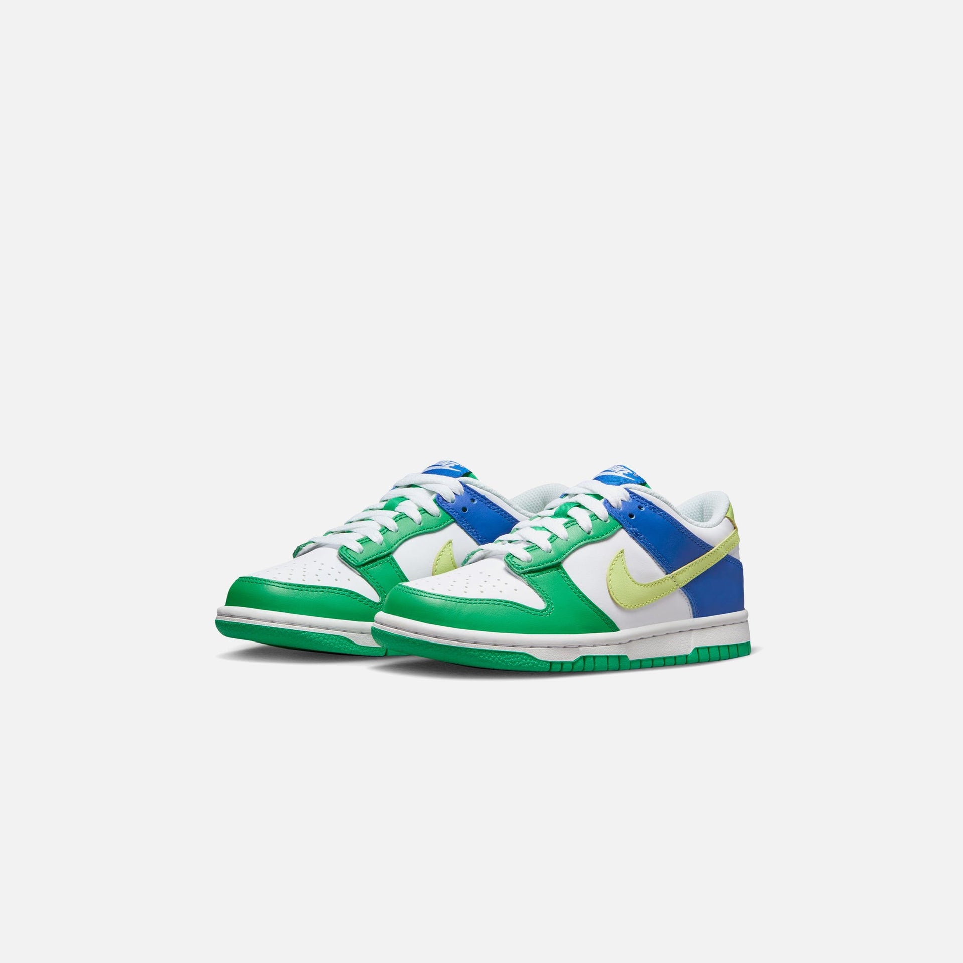 Nike Grade School Dunk Low - White / Light Lemon Twist / Stadium Green
