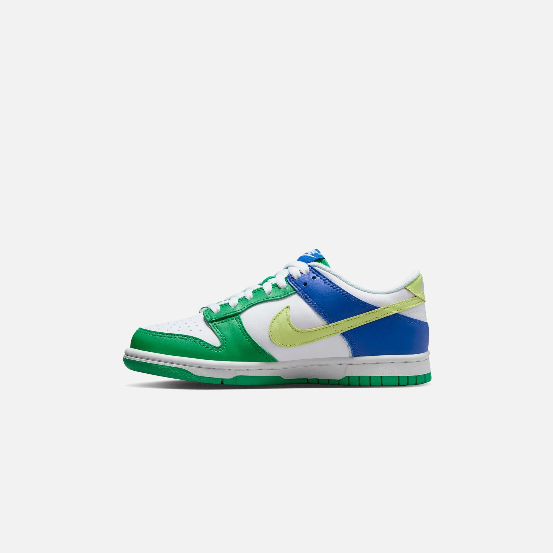 Nike Grade School Dunk Low - White / Light Lemon Twist / Stadium Green