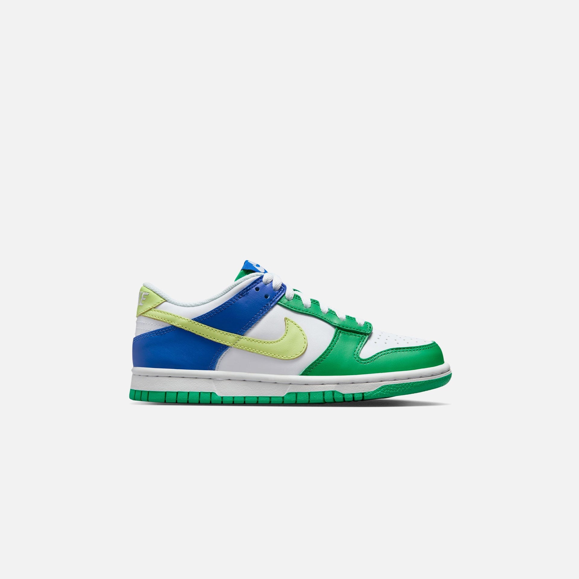 Nike Grade School Dunk Low - White / Light Lemon Twist / Stadium Green