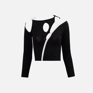 Ottolinger Knit Strappy Cut Out Long Sleeve Top - Black