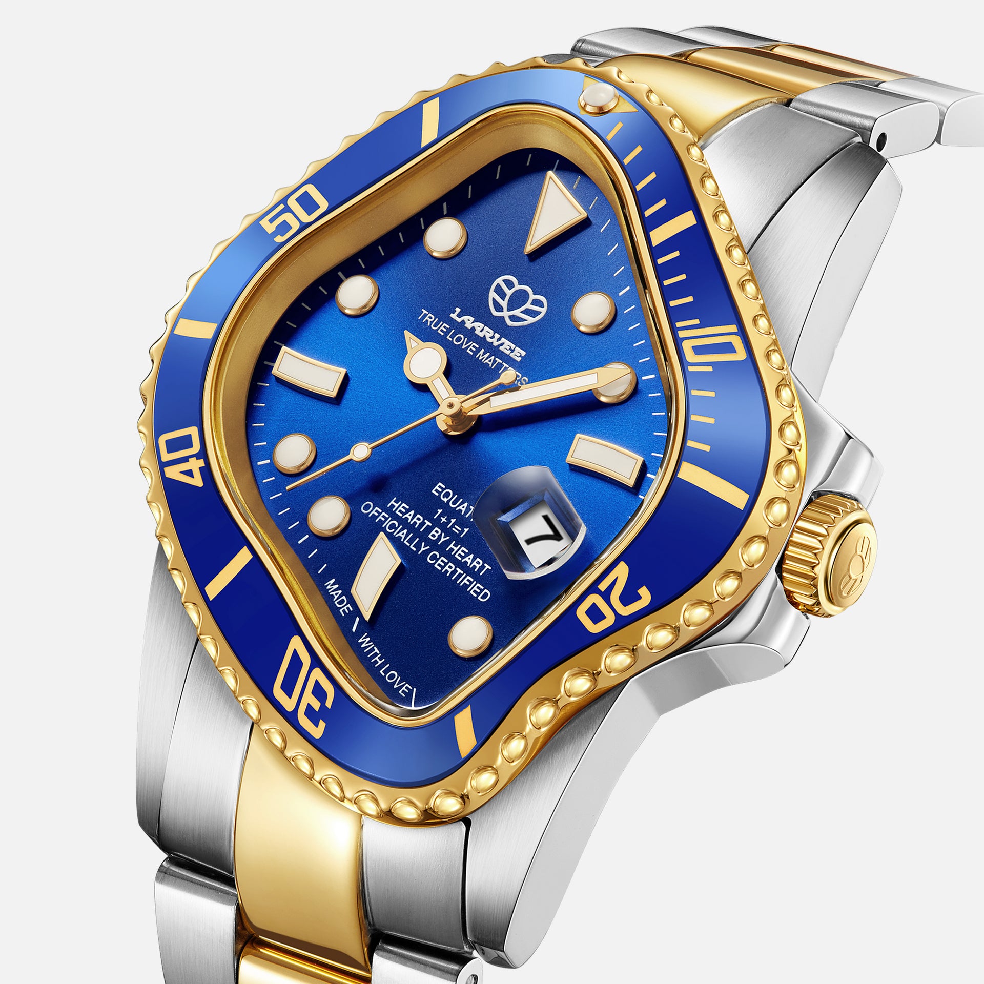 LAARVEE Silver & Golden Precision Steel - Blue Bezel / Blue Dial