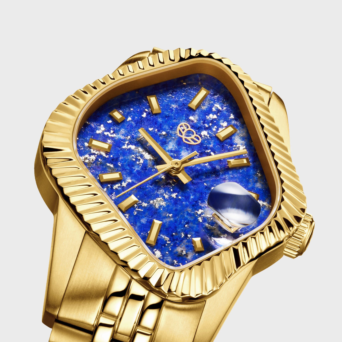 LAARVEE Golden Precision Steel - Fluted Bezel / Lapis Lazuli Dial