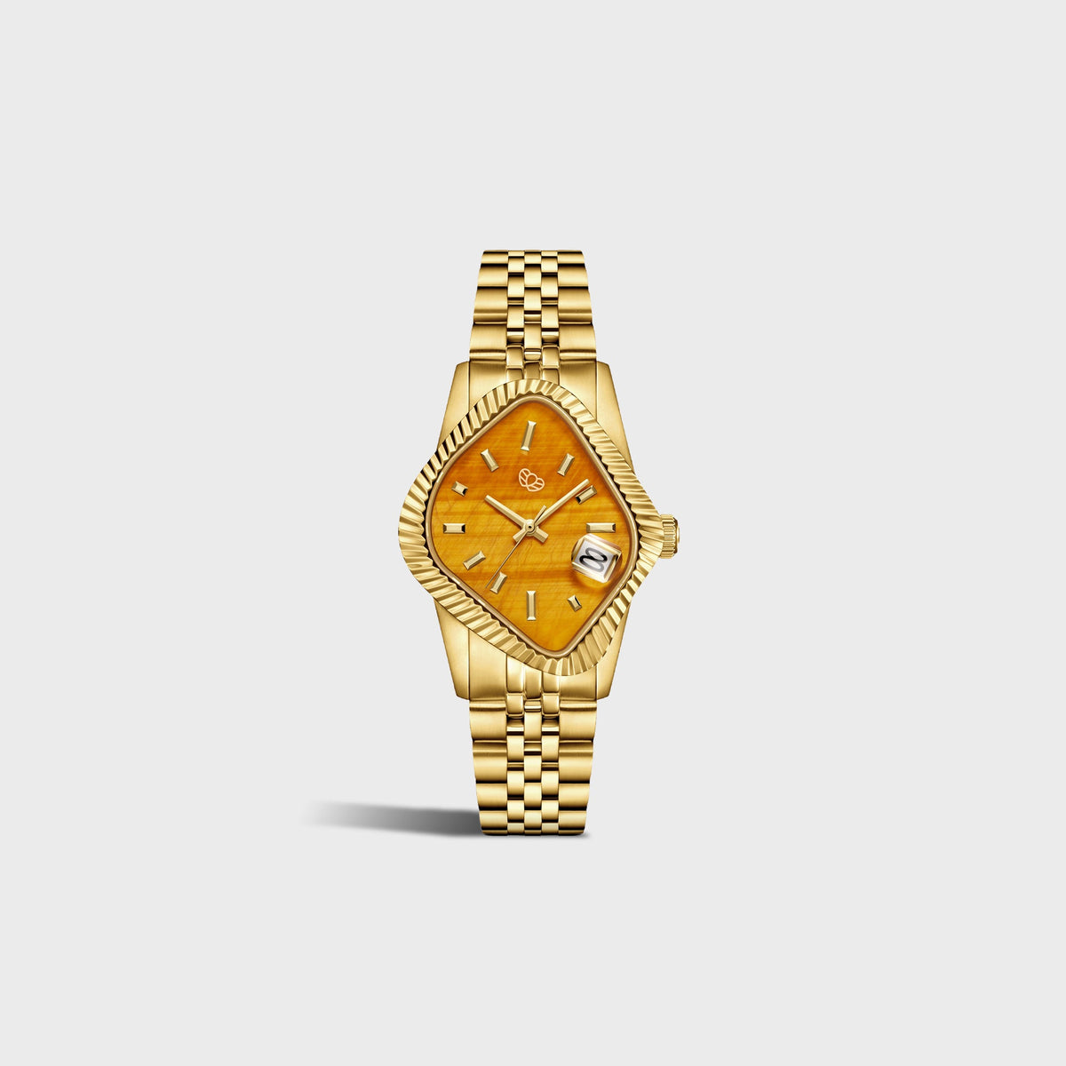 LAARVEE Golden Precision Steel - Fluted Bezel / Tiger's Eye Dial