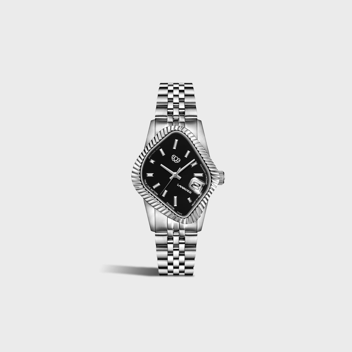 LAARVEE Silver Precision Steel - Fluted Bezel / Black Dial