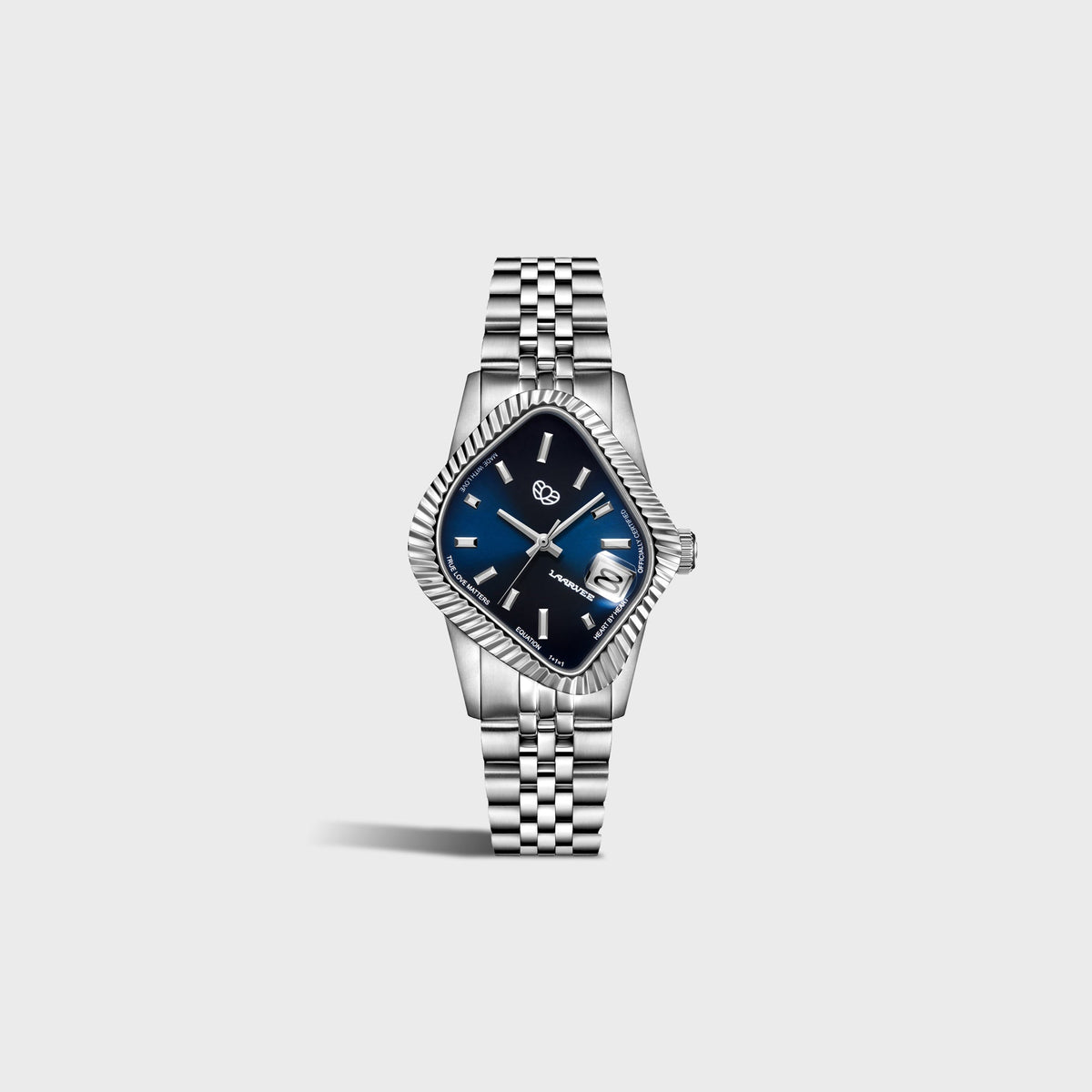 LAARVEE Silver Precision Steel - Fluted Bezel / Dark Blue Dial