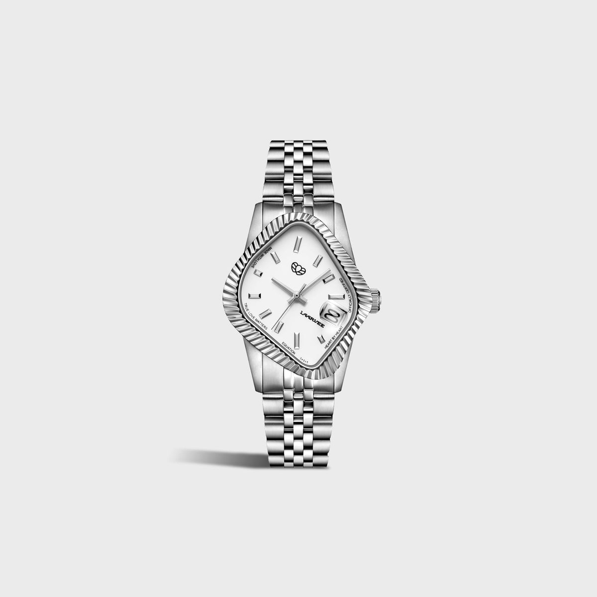 LAARVEE Silver Precision Steel - Fluted Bezel / White Dial
