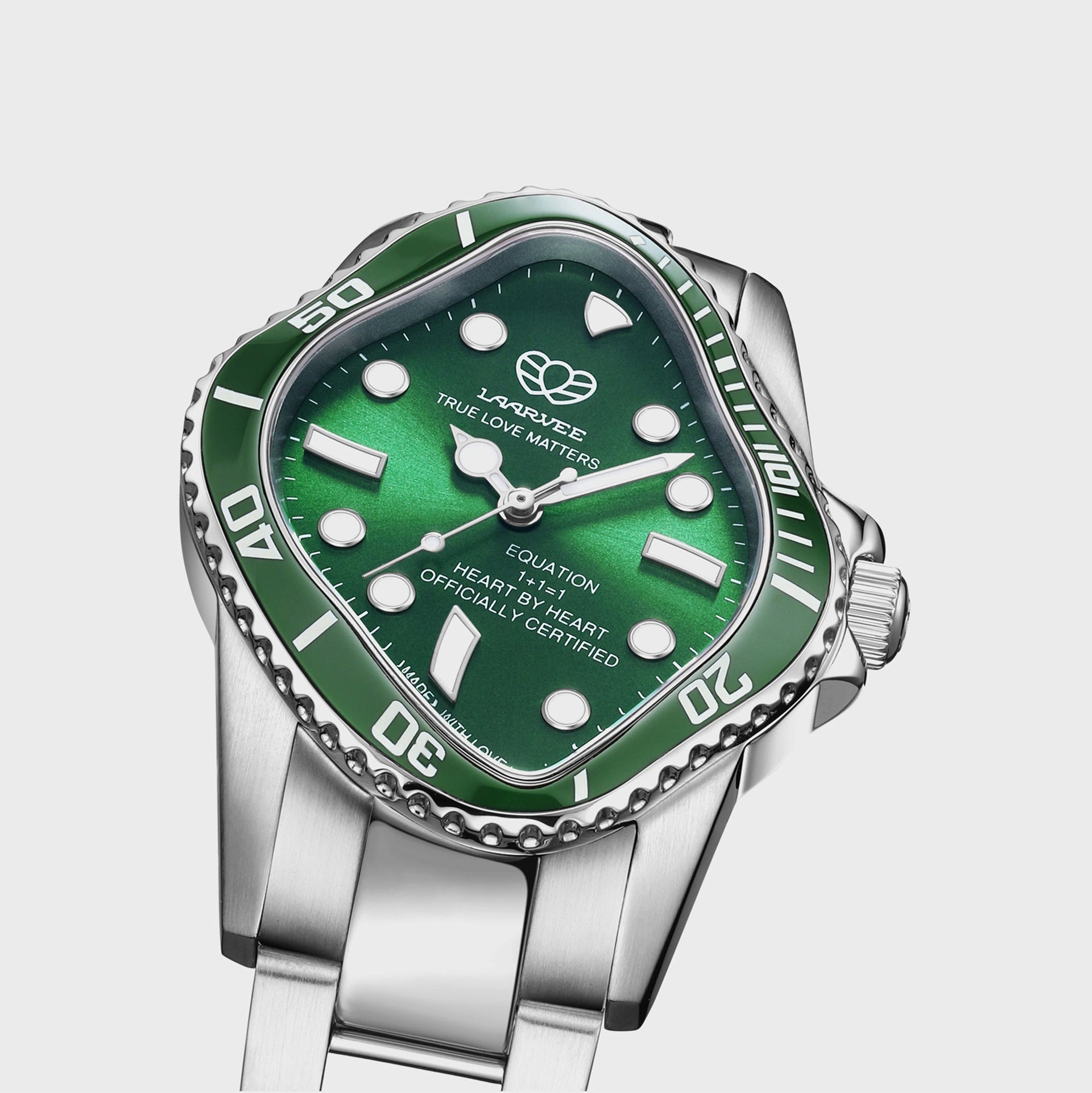 LAARVEE Silver Precision Steel - Green Ceramic Bezel / Green Dial