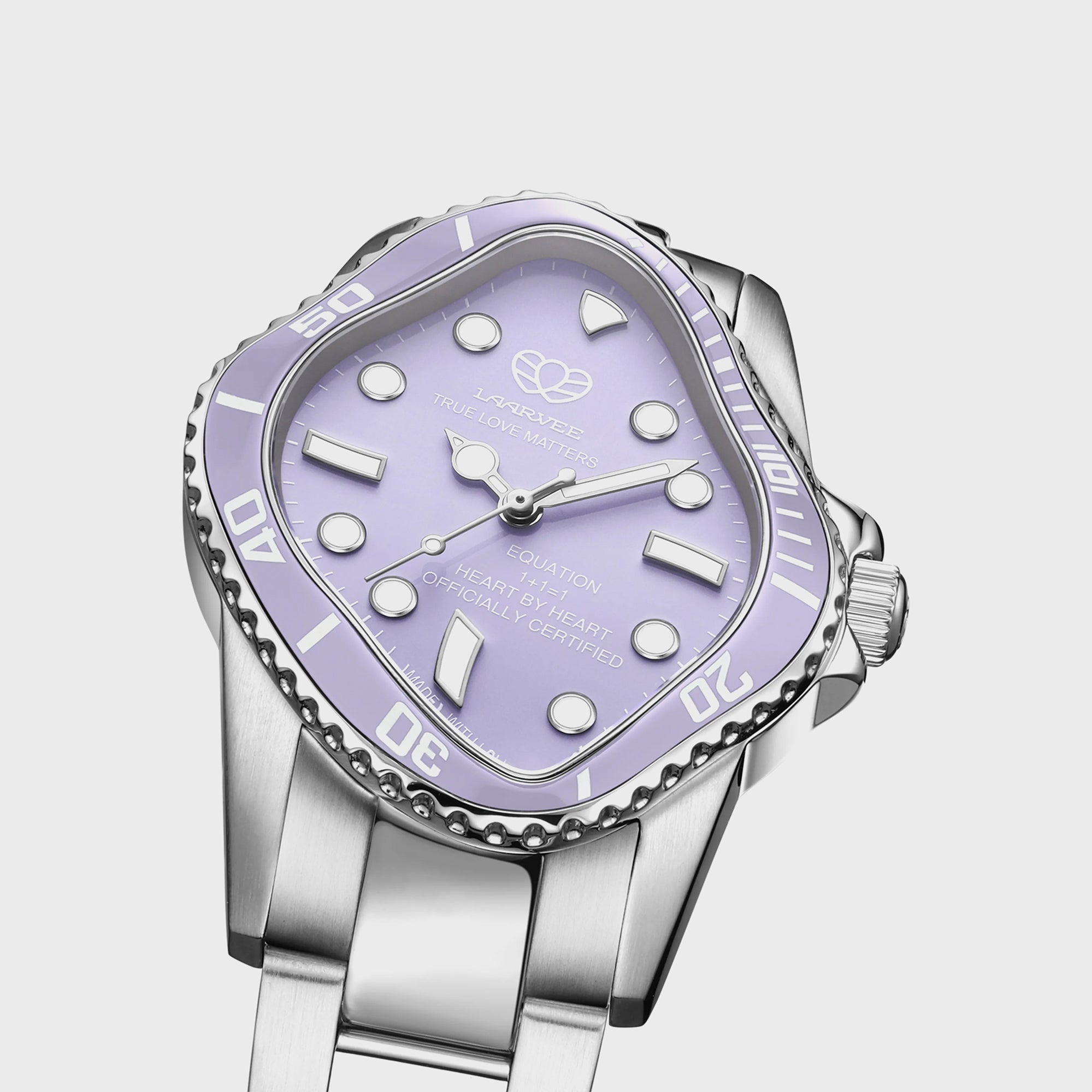 LAARVEE Silver Precision Steel Watch - Lilac Ceramic Bezel / Lilac