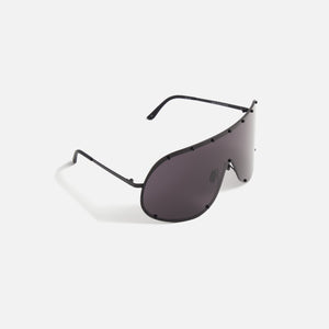 Rick Owens Shield Sunglasses - Black Temple / Black Lens
