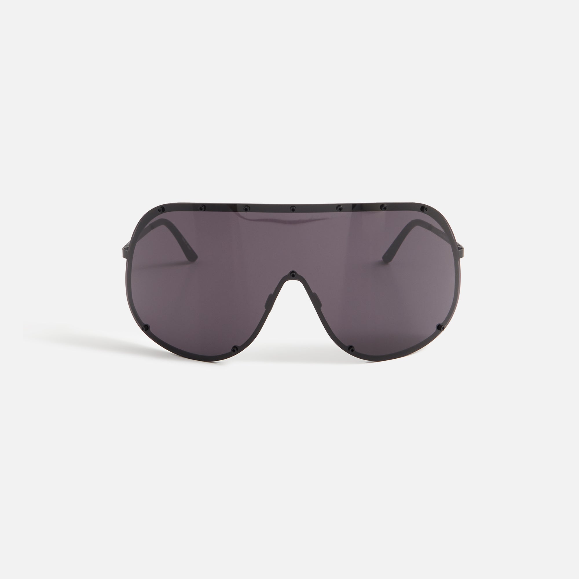 Luxe Designer-Inspired Metal Trim Detail Flat Top Shield Sunglasses - zeroUV