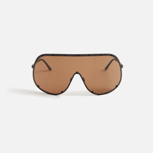 Rick Owens Shield Sunglasses - Black Temple / Brown Lens