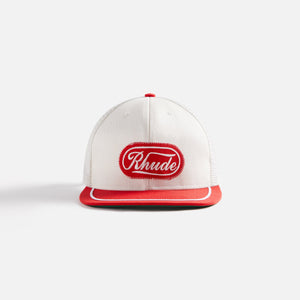 Rhude Patch Trucker Cap - Off White / Red