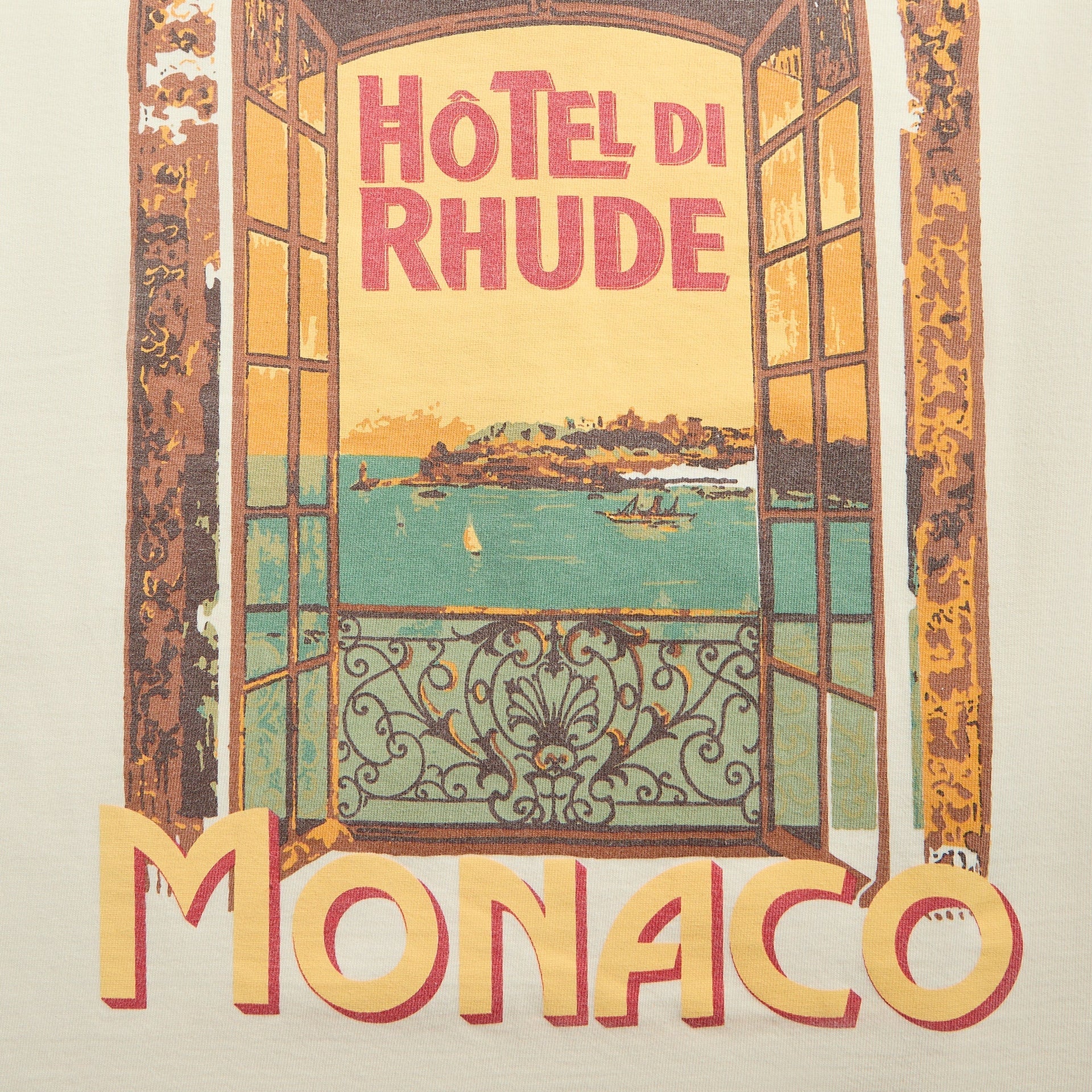 Rhude Hotel Di Monaco Tee - Vintage White