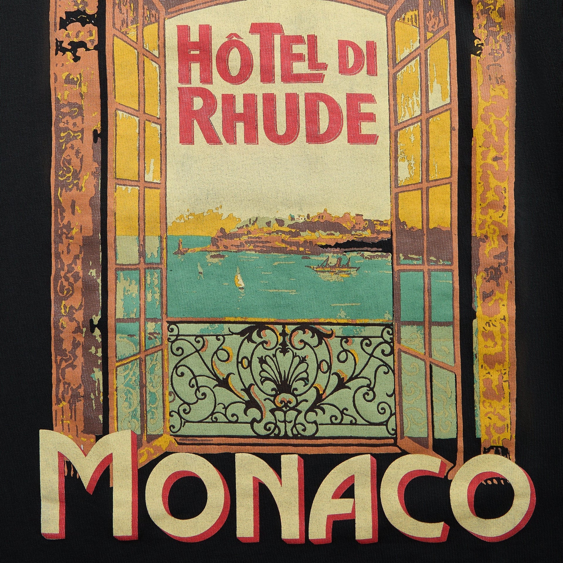 Rhude Hotel Di Monaco Tee - Vintage Black