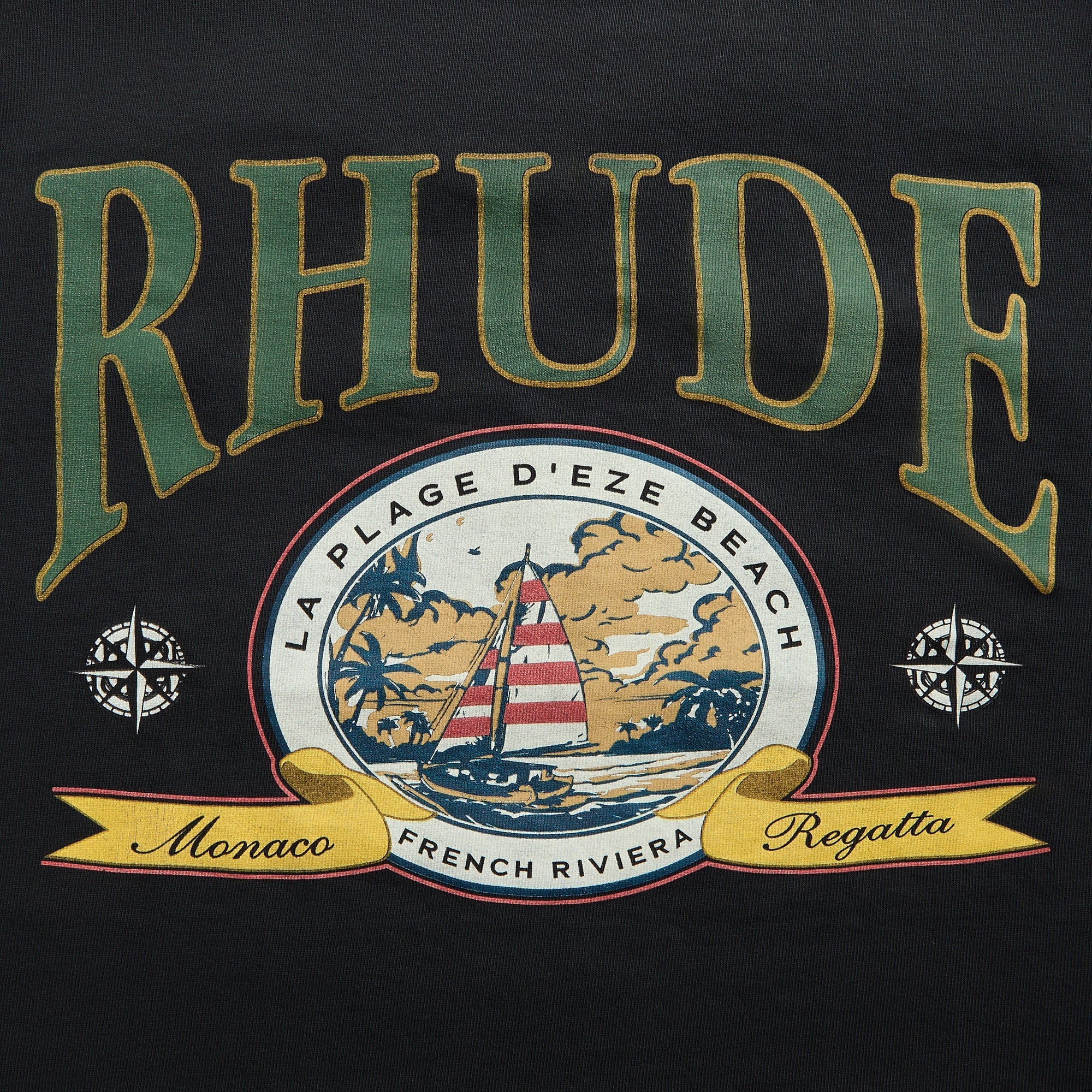 【関税込み】Rhude ブラック 'Monaco Regatta' Tシャツ Black 'Monaco Regatta' T-shirt by Rhude on Sale