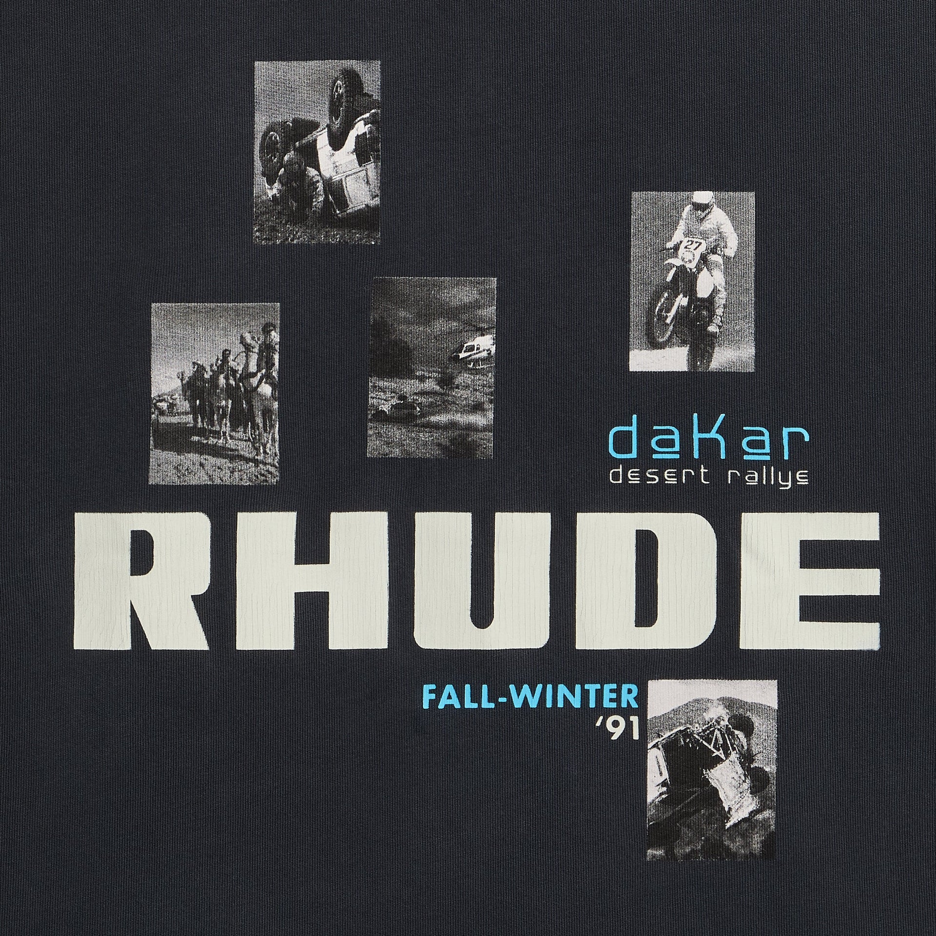 Rhude Winter 91 Rallye Tee - Vintage Black / Vintage White