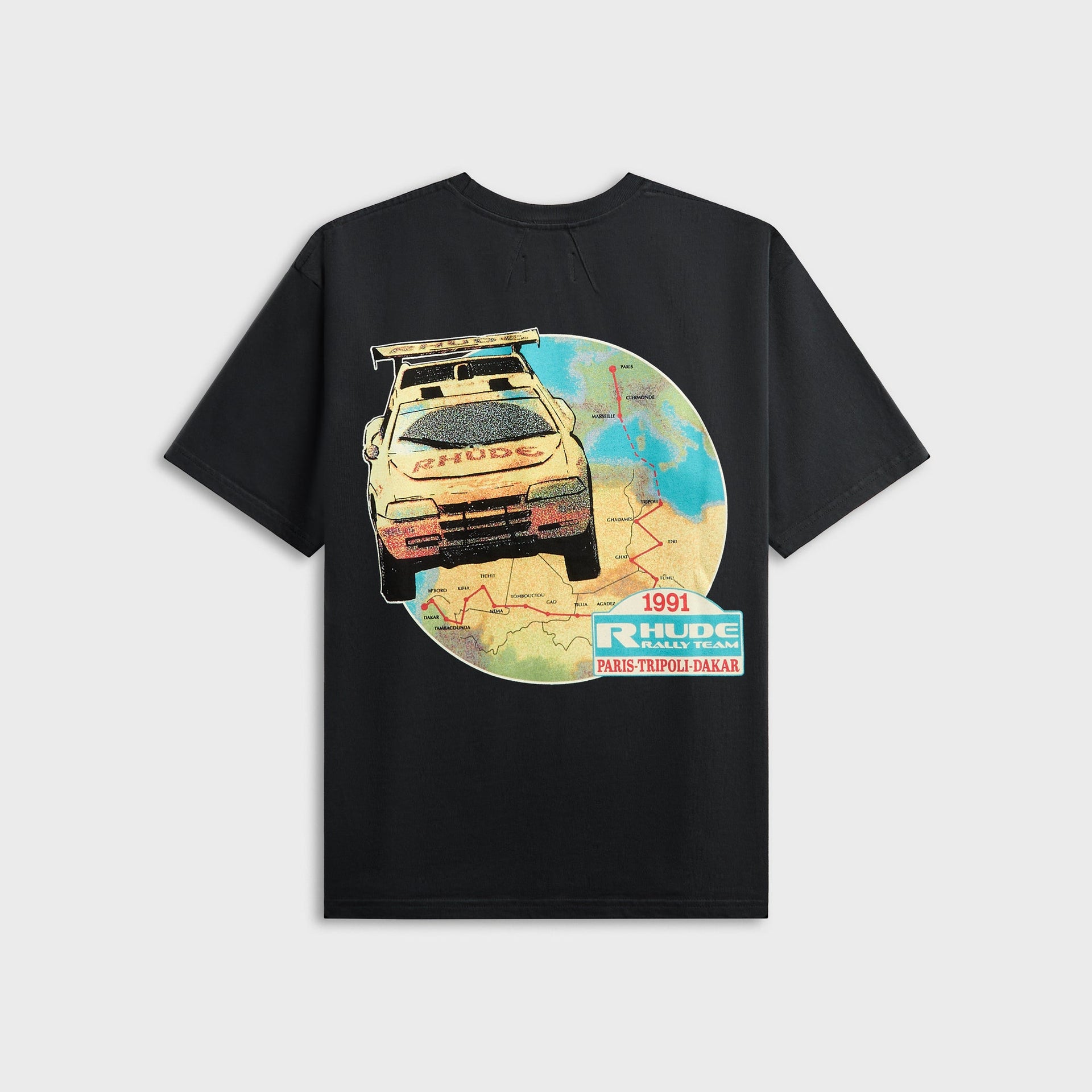 Rhude Tripoli Rally Team Tee - Vintage Black / Yellow