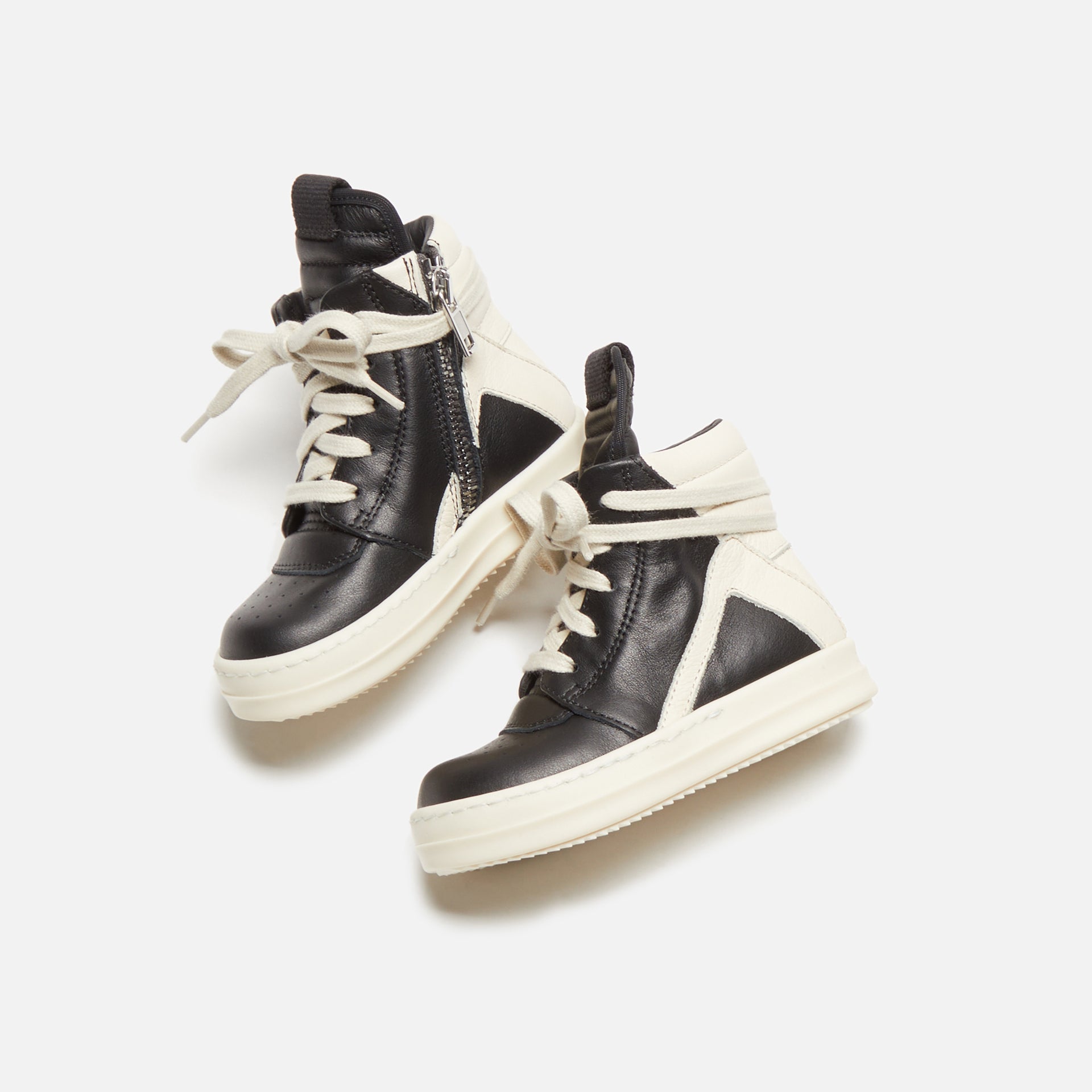 Rick Owens Baby Geobasket - Black / Milk / Milk / Scarpe in Pelle