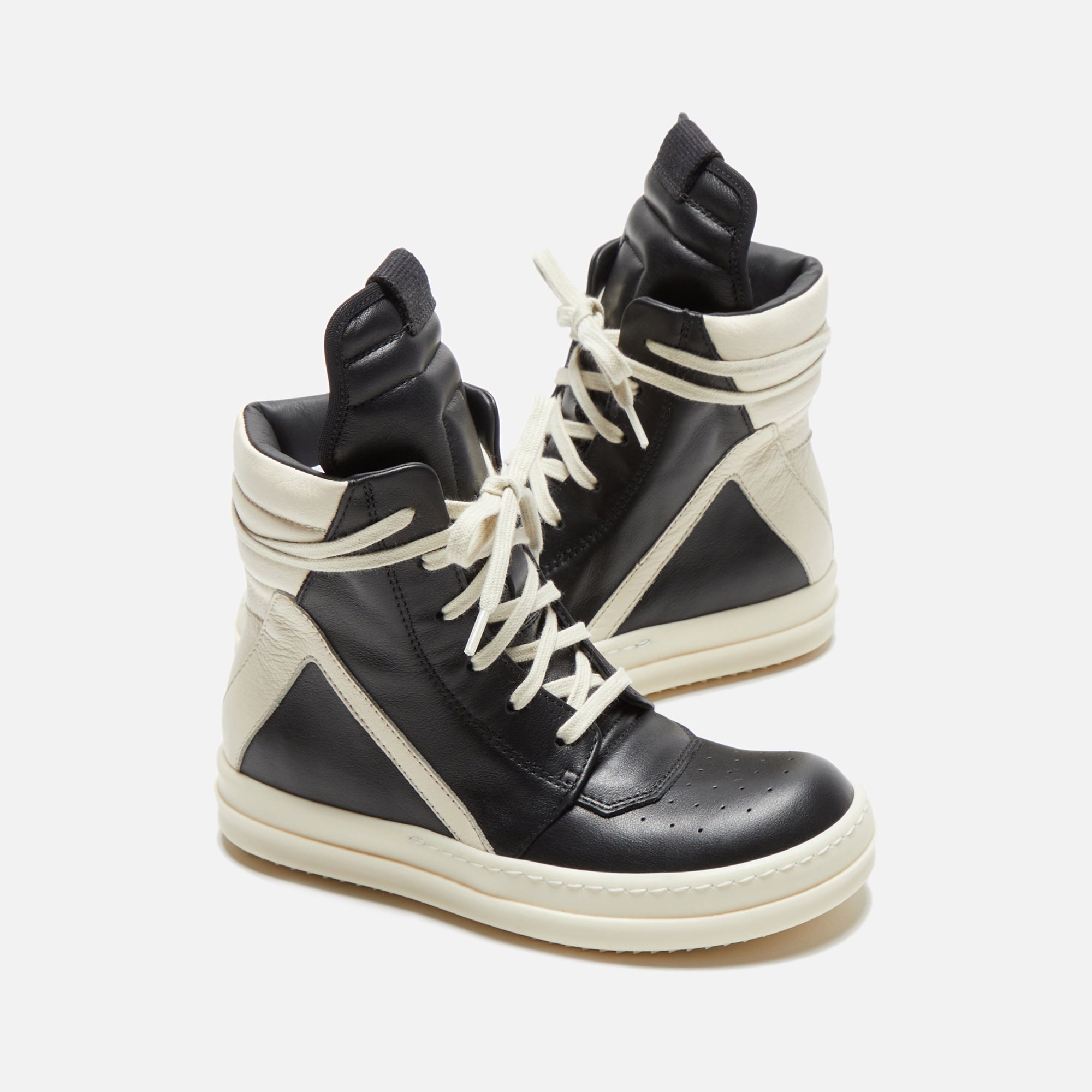 【Rick Owens】GeobasketハイトップレザースニーカーMilk Size 6.5 Rick Owens Geo Basket High Top Sneaker Milk | eBay