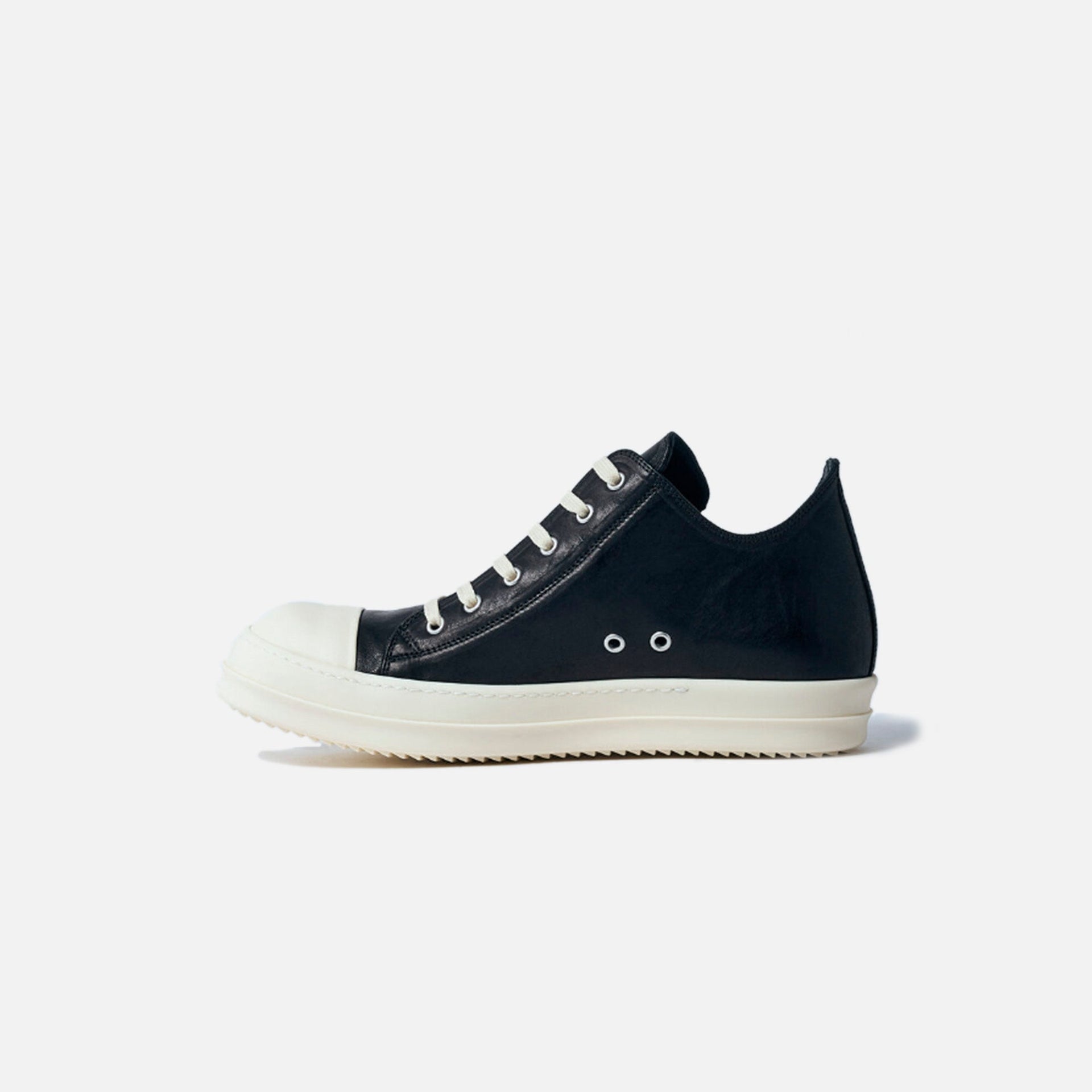 Rick Owens WMNS Scarpe Low Sneaker - Scarpe in Pelle Black / Milk / Milk