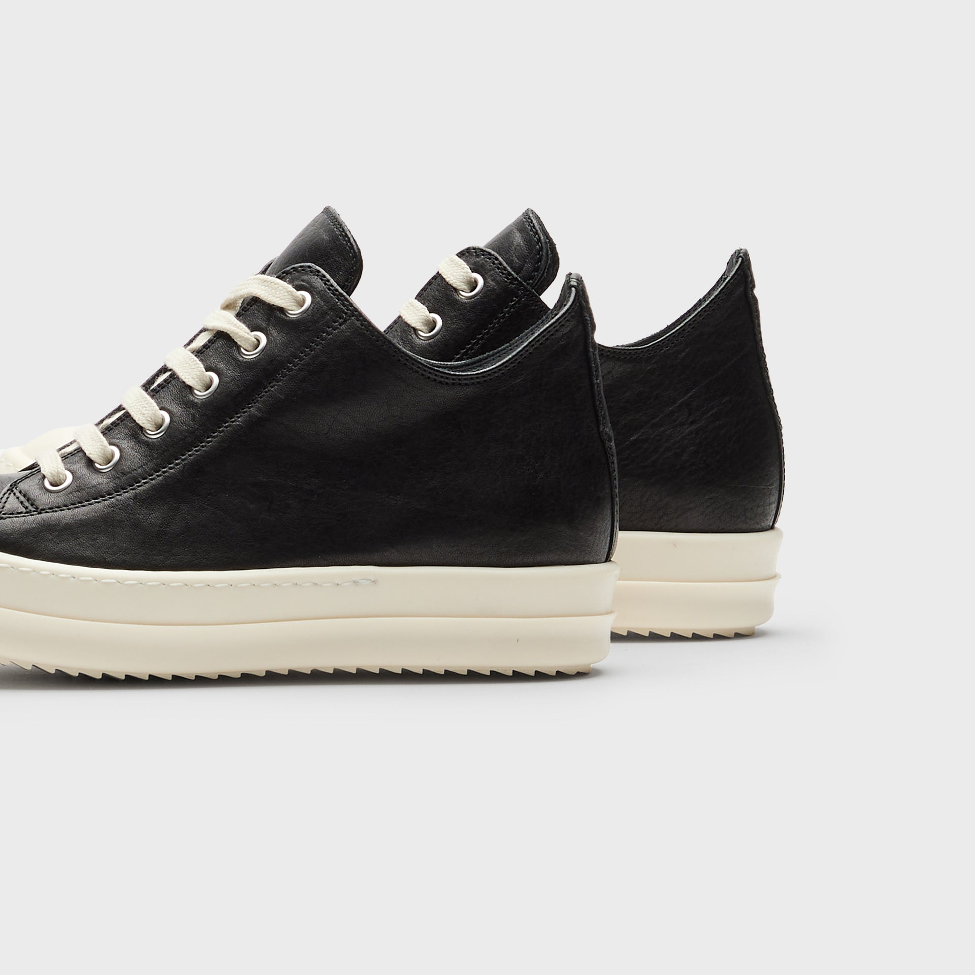Rick Owens WMNS Scarpe Low Sneaker - Scarpe in Pelle Black / Milk / Milk