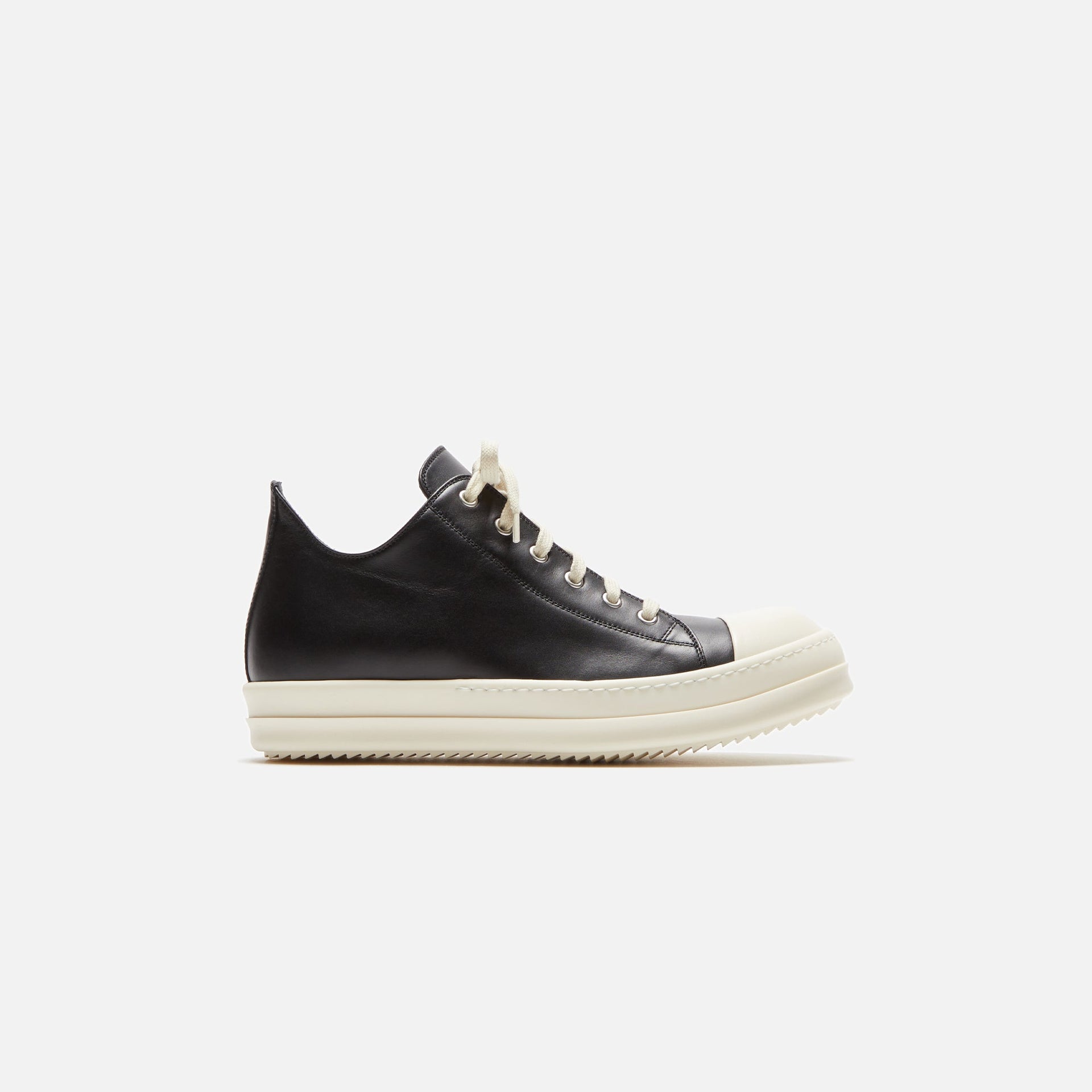 Rick Owens Scarpe in Pelle Low Sneakers - Black / Milk