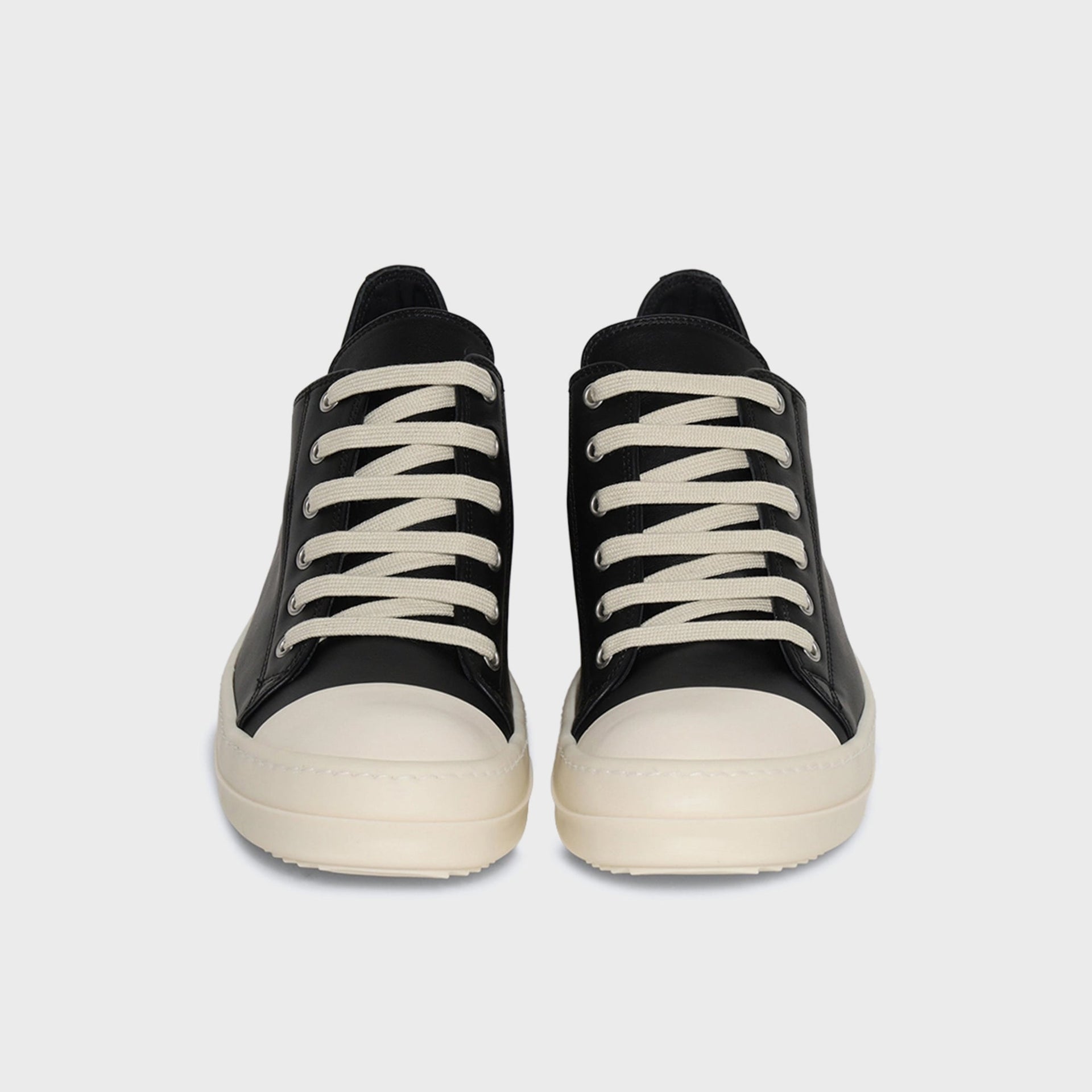 Rick Owens WMNS Black Hollywood Low Sneaks - Pelle Black / Milk / Milk