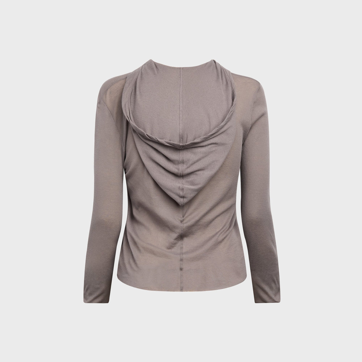 Rick Owens Cropped Hooded Rib Long Sleeve Tee - Steel