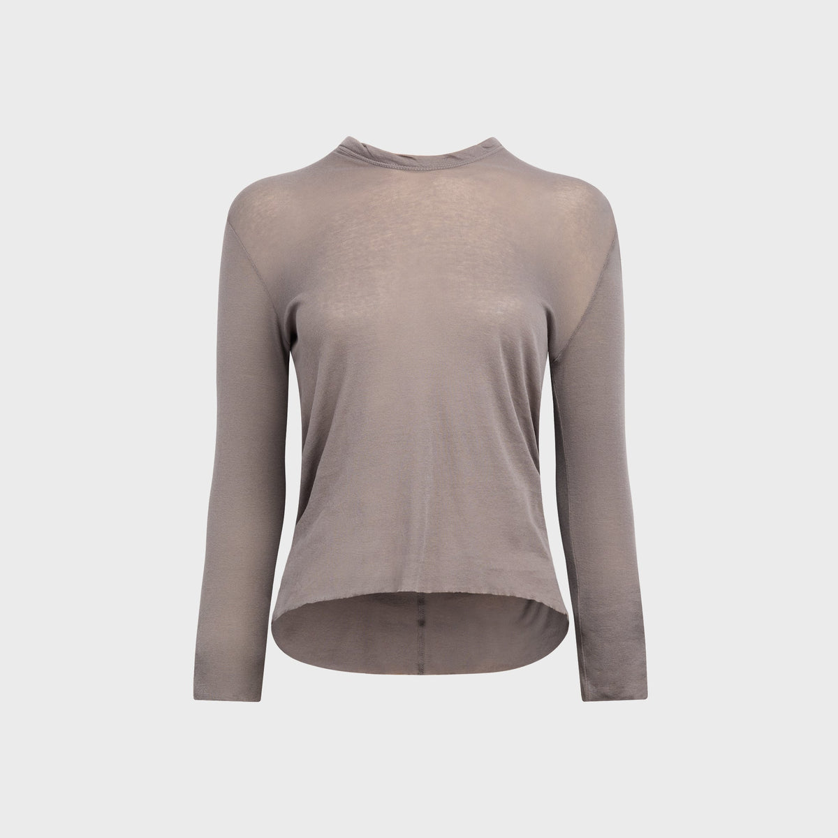Rick Owens Cropped Hooded Rib Long Sleeve Tee - Steel