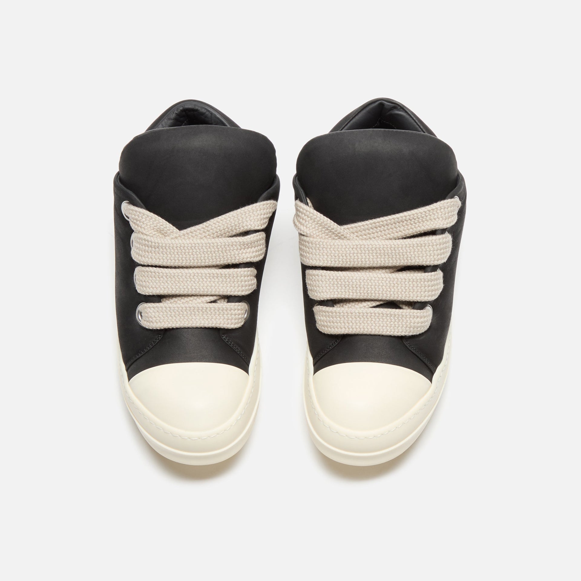 Rick Owens Porterville Jumbo Lace Padded Low Sneakers - Black / Milk / Milk