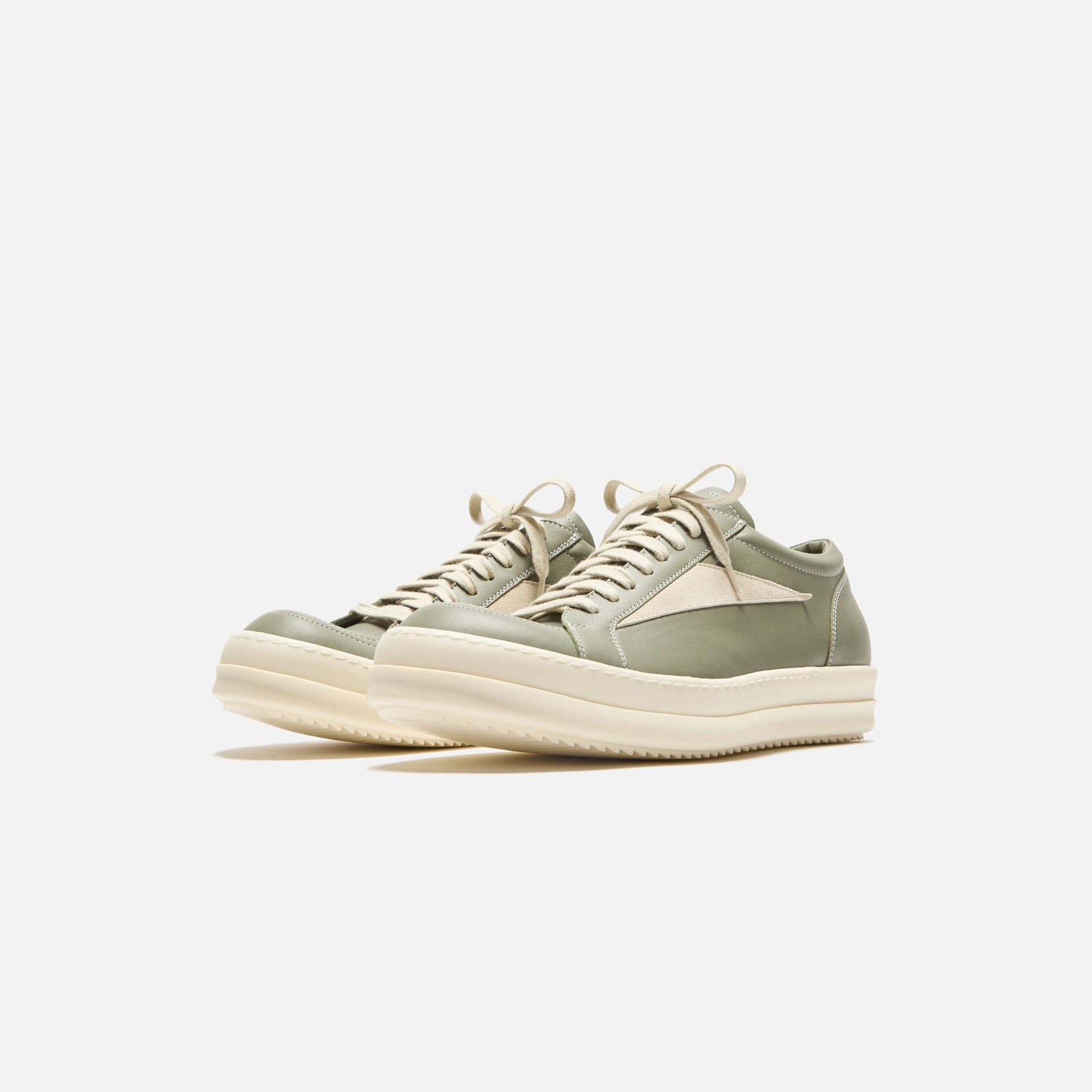 Rick Owens Vintage Sneaker - Scarpe In Pelle Celadon / Milk / Milk